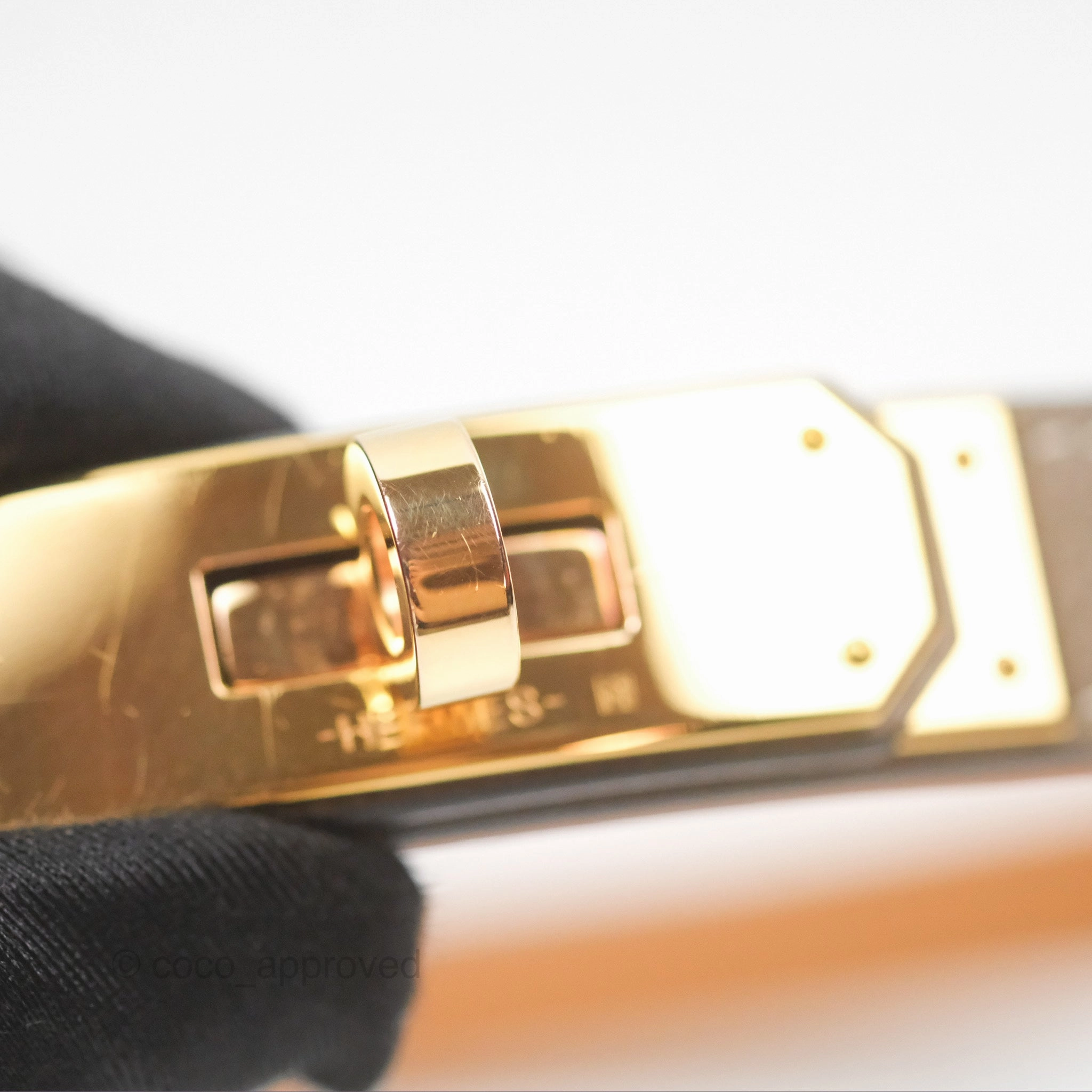 Herms Epsom Kelly Buckle Belt Etoupe 18 Rose Gold Hardware