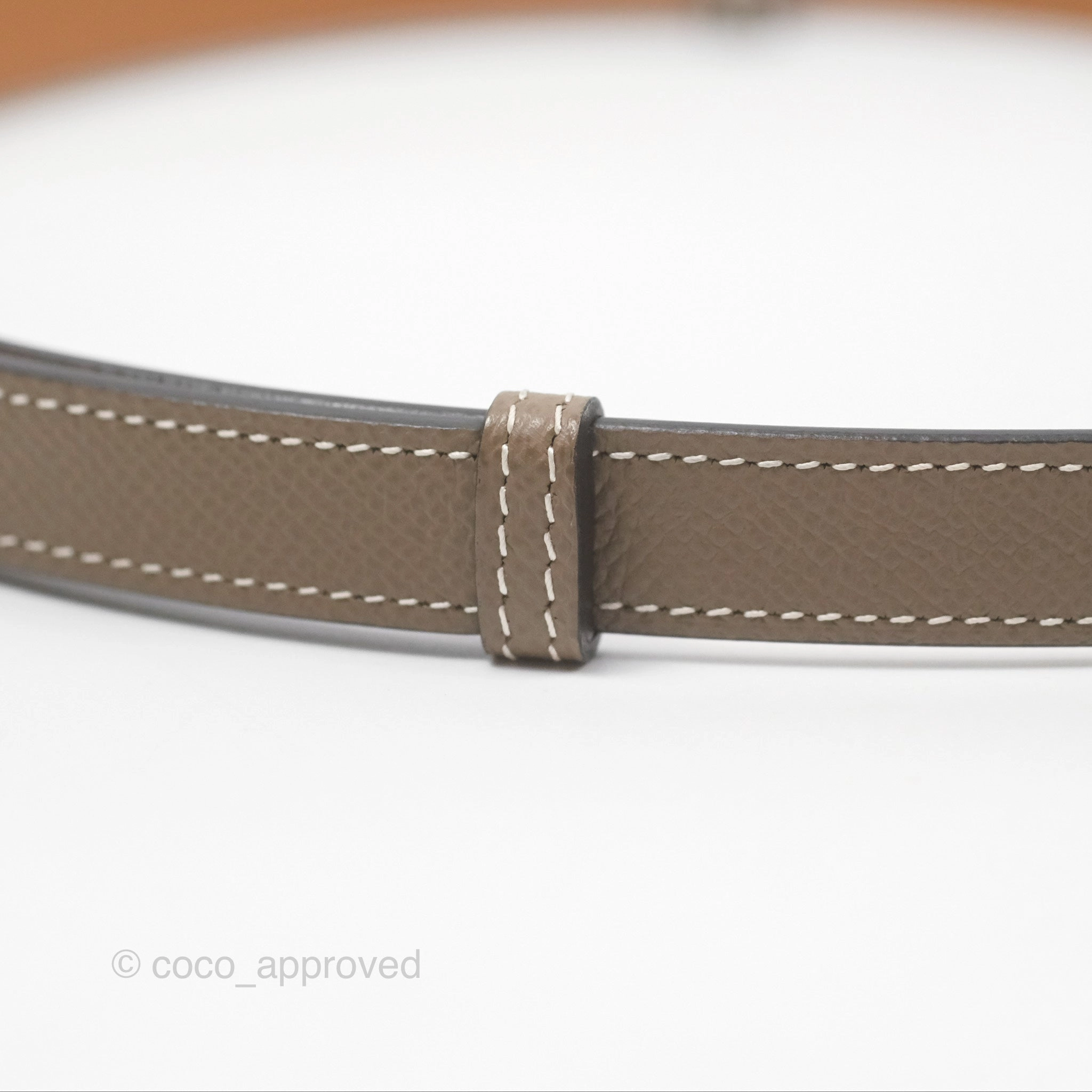 Herms Epsom Kelly Buckle Belt Etoupe 18 Rose Gold Hardware