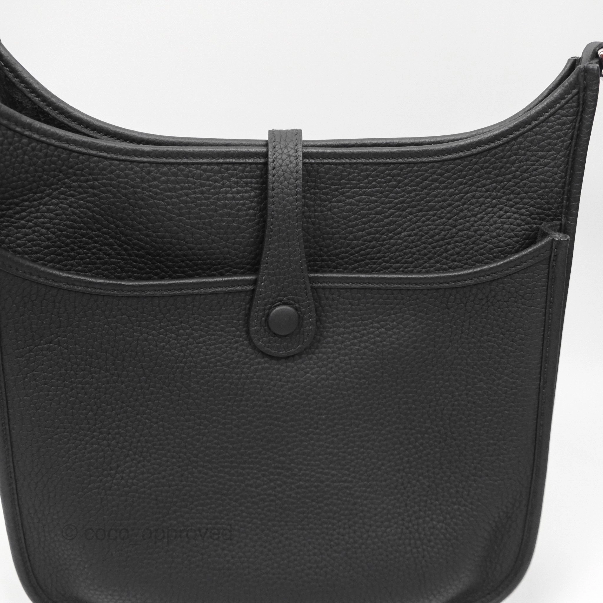 Herms Evelyne III 29 Noir 89 Clemence Silver Hardware