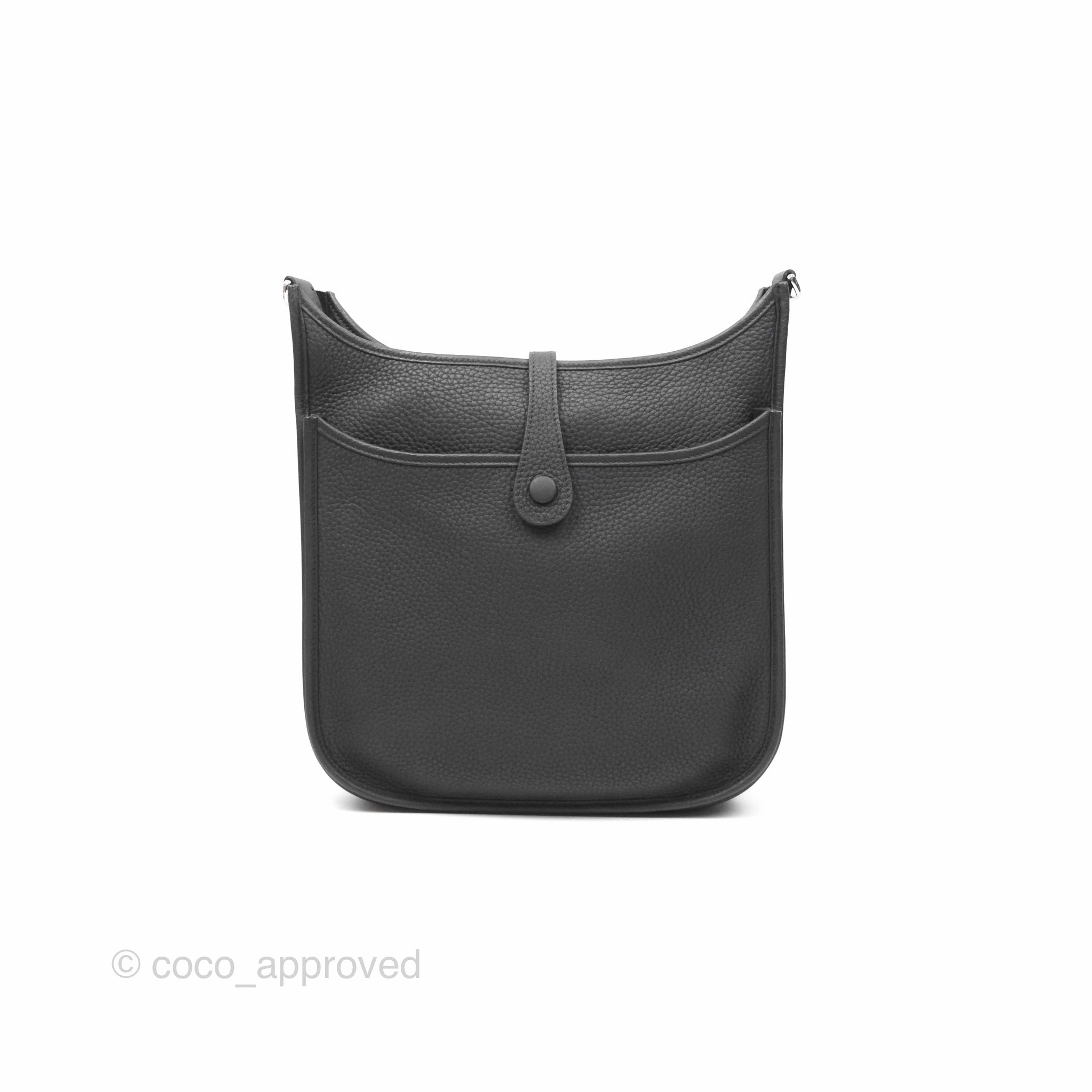 Herms Evelyne III 29 Noir 89 Clemence Silver Hardware
