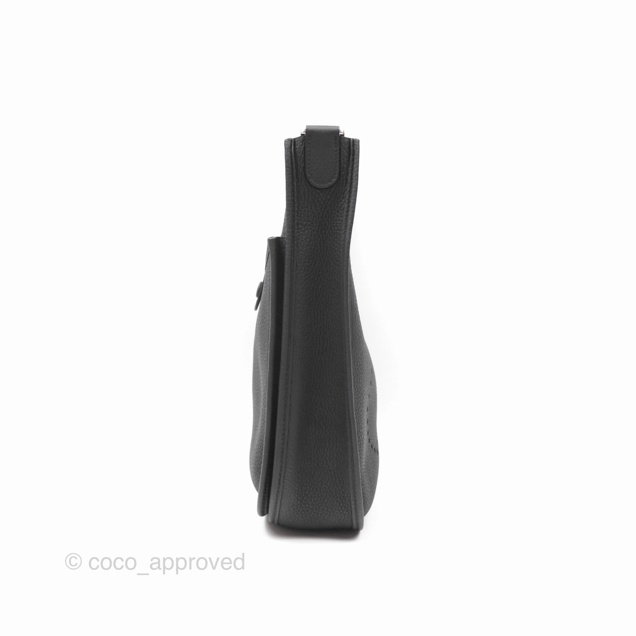 Herms Evelyne III 29 Noir 89 Clemence Silver Hardware