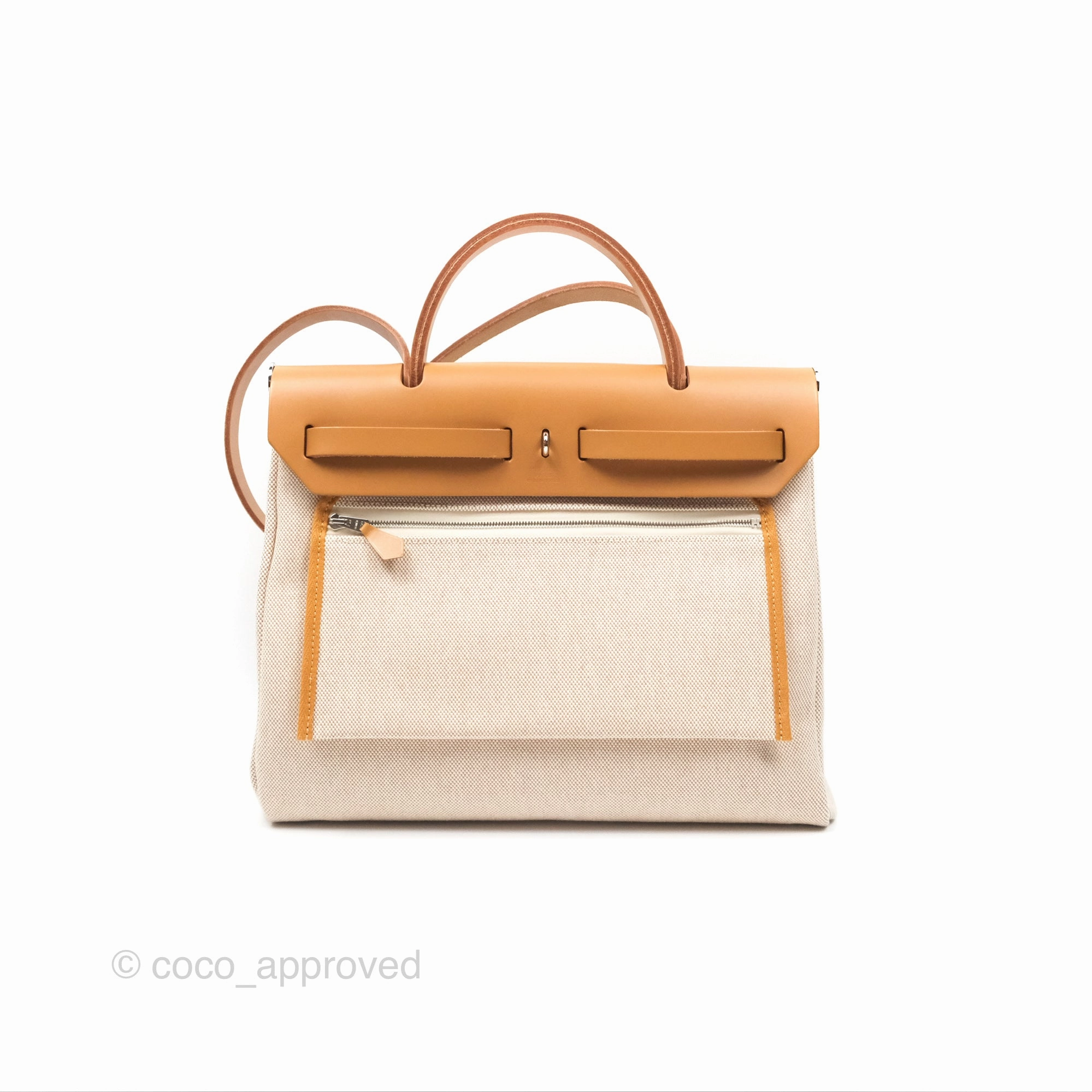 Herms Herbag Zip 31 Bride De Gala Sable/ Ecru-Beige/ Nat sable Canvas Palladium Hardware