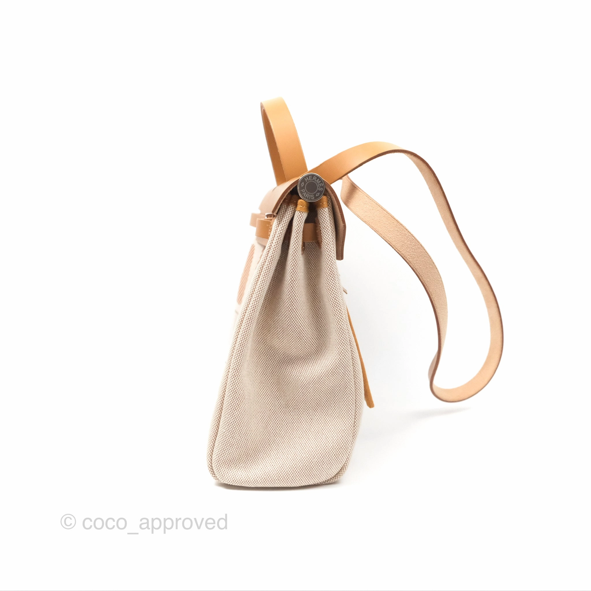 Herms Herbag Zip 31 Bride De Gala Sable/ Ecru-Beige/ Nat sable Canvas Palladium Hardware