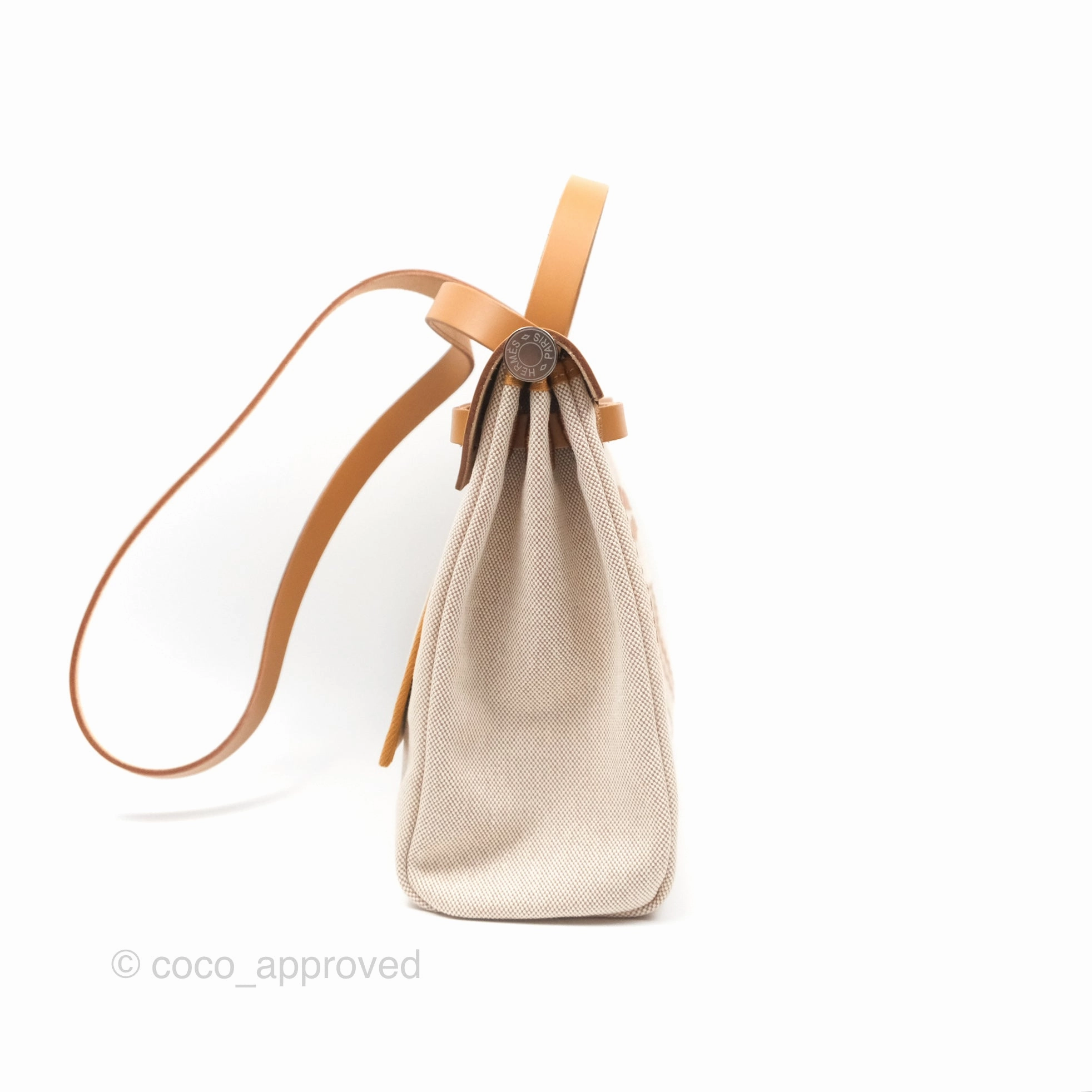 Herms Herbag Zip 31 Bride De Gala Sable/ Ecru-Beige/ Nat sable Canvas Palladium Hardware