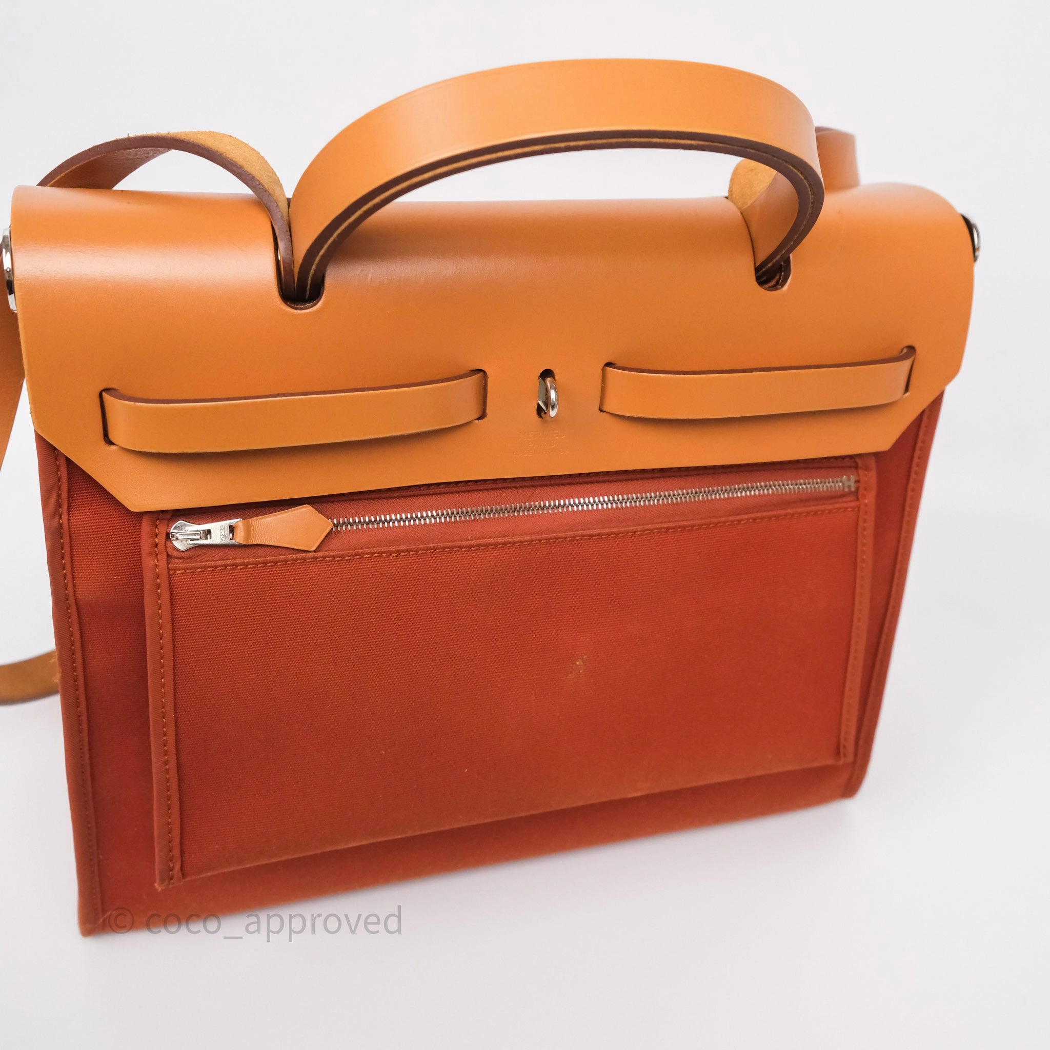Herms Herbag Zip 31 Cuivre Canvas Palladium Hardware