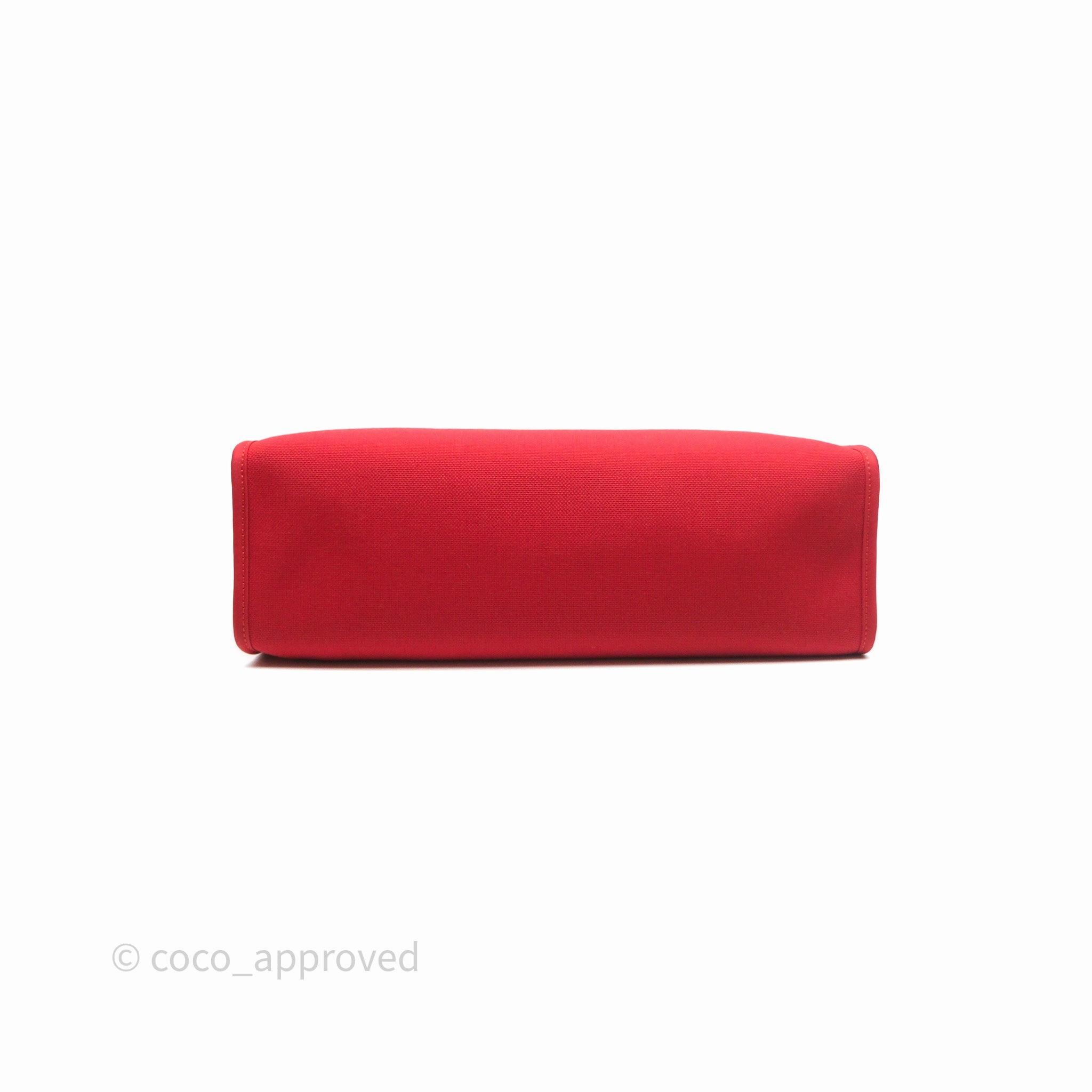 Herms Herbag Zip 31 Red/Natural Canvas Palladium Hardware