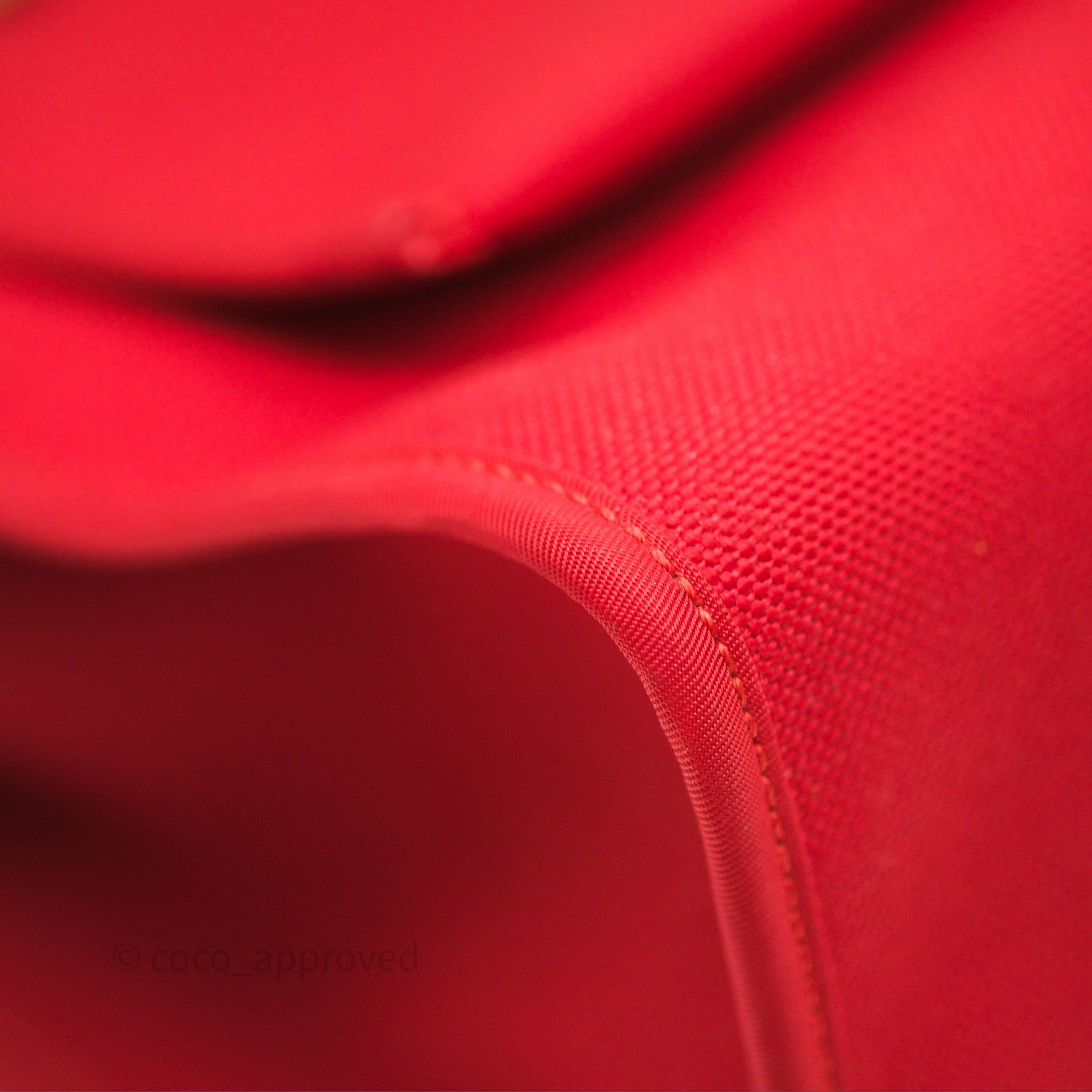 Herms Herbag Zip 31 Red/Natural Canvas Palladium Hardware