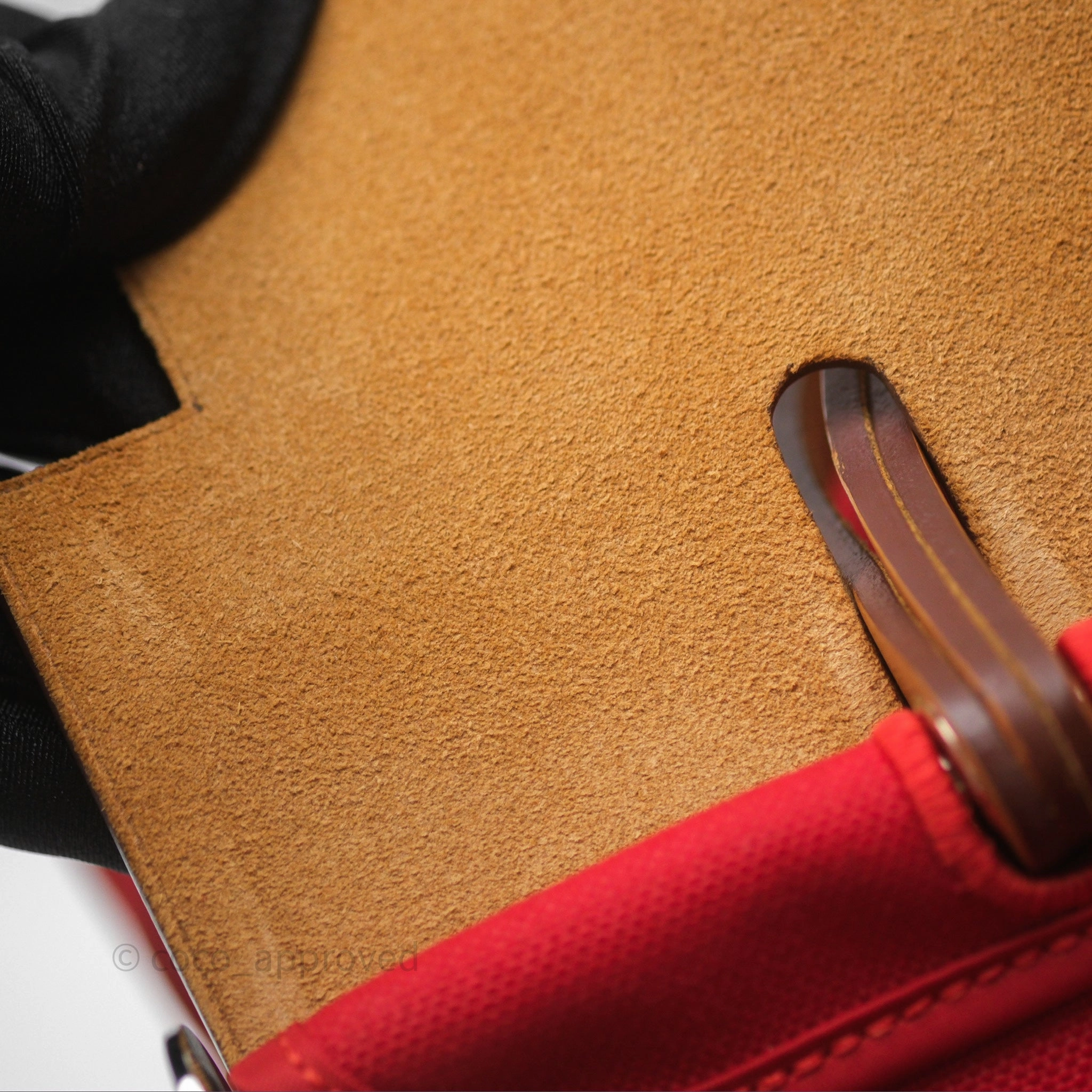 Herms Herbag Zip 31 Red/Natural Canvas Palladium Hardware