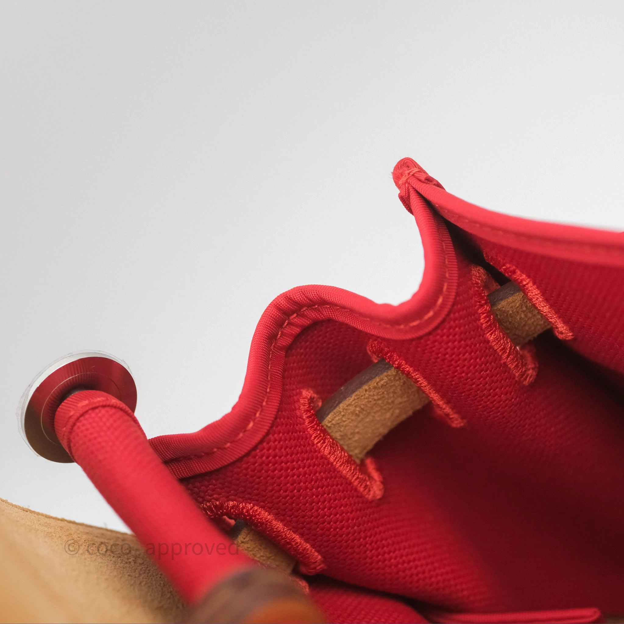 Herms Herbag Zip 31 Red/Natural Canvas Palladium Hardware
