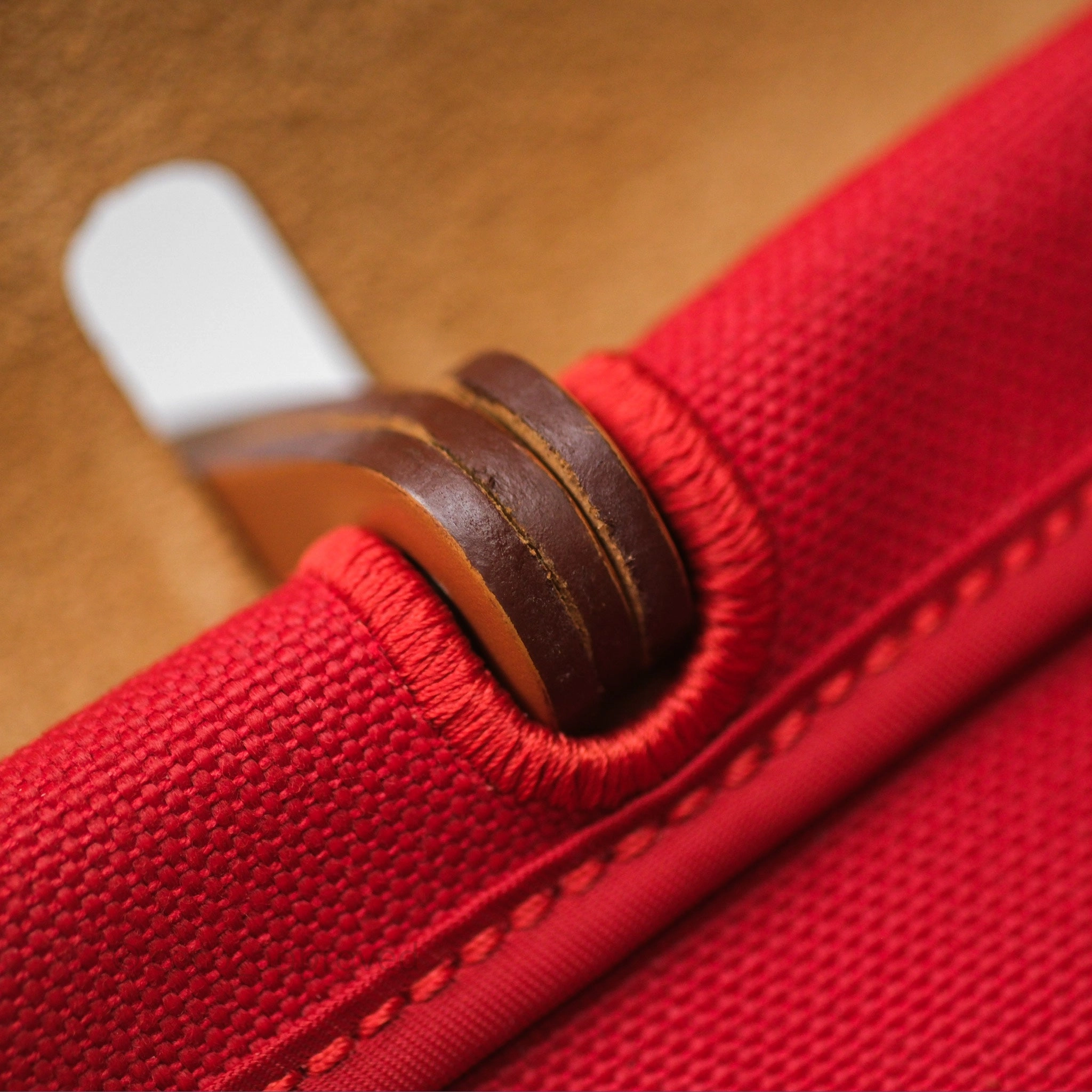 Herms Herbag Zip 31 Red/Natural Canvas Palladium Hardware