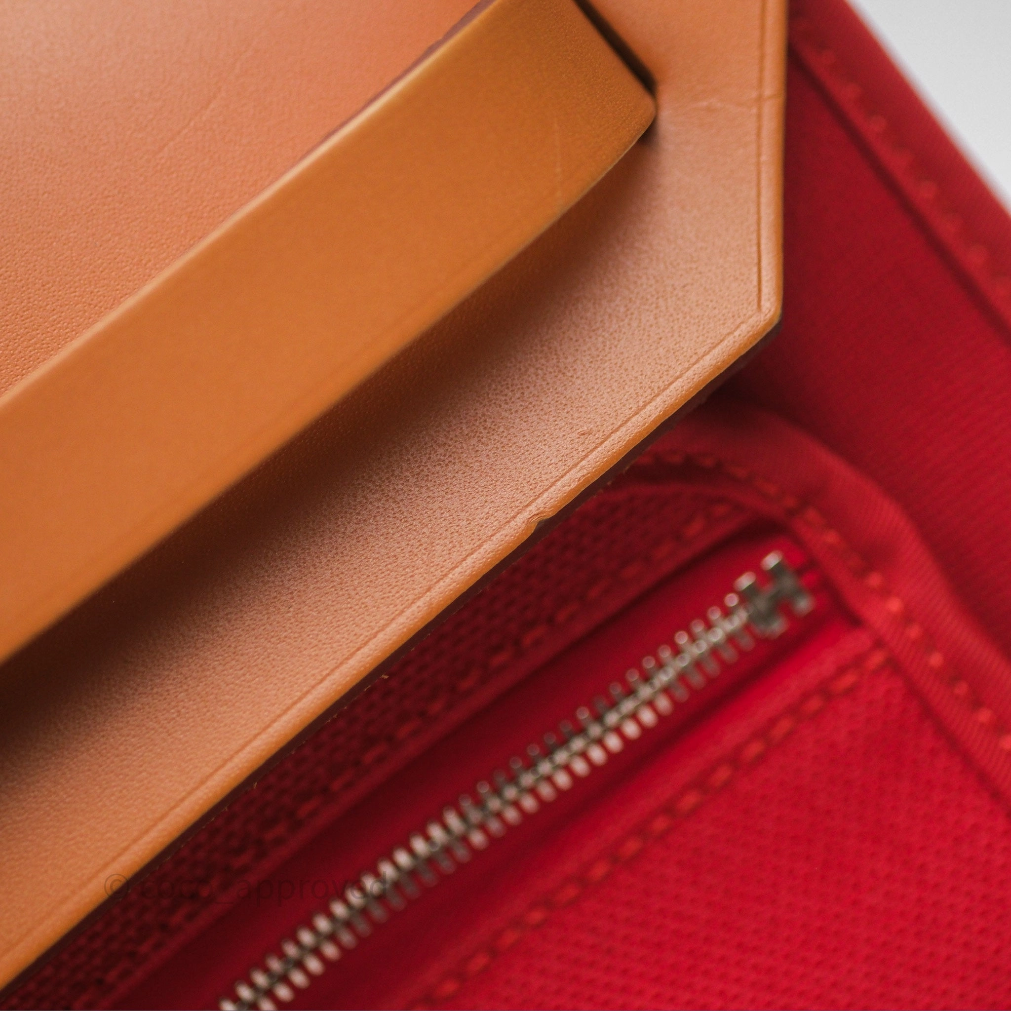 Herms Herbag Zip 31 Red/Natural Canvas Palladium Hardware