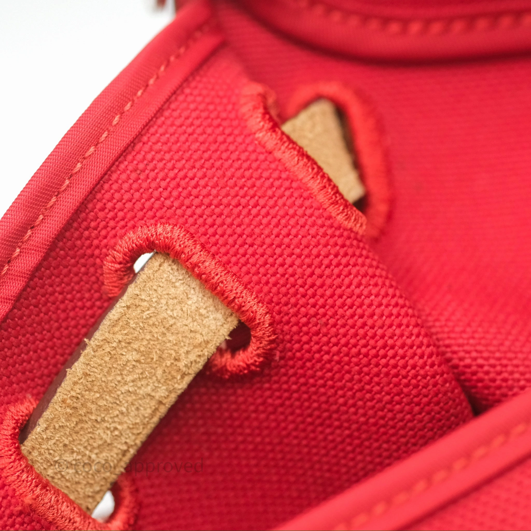 Herms Herbag Zip 31 Red/Natural Canvas Palladium Hardware