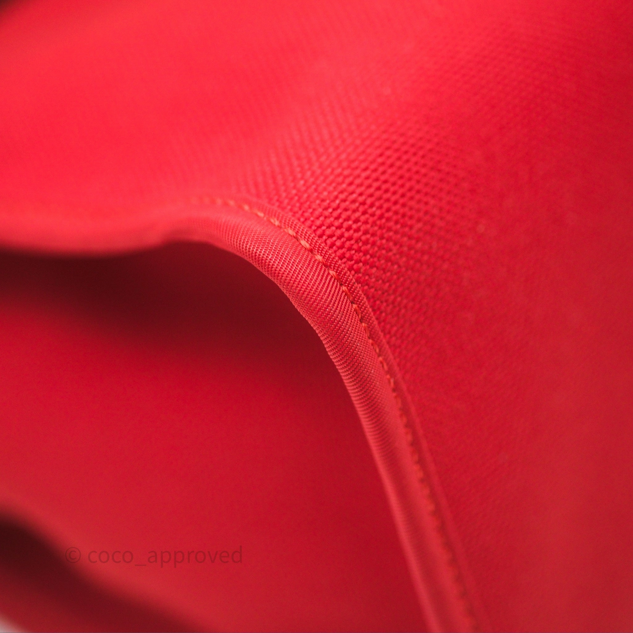 Herms Herbag Zip 31 Red/Natural Canvas Palladium Hardware