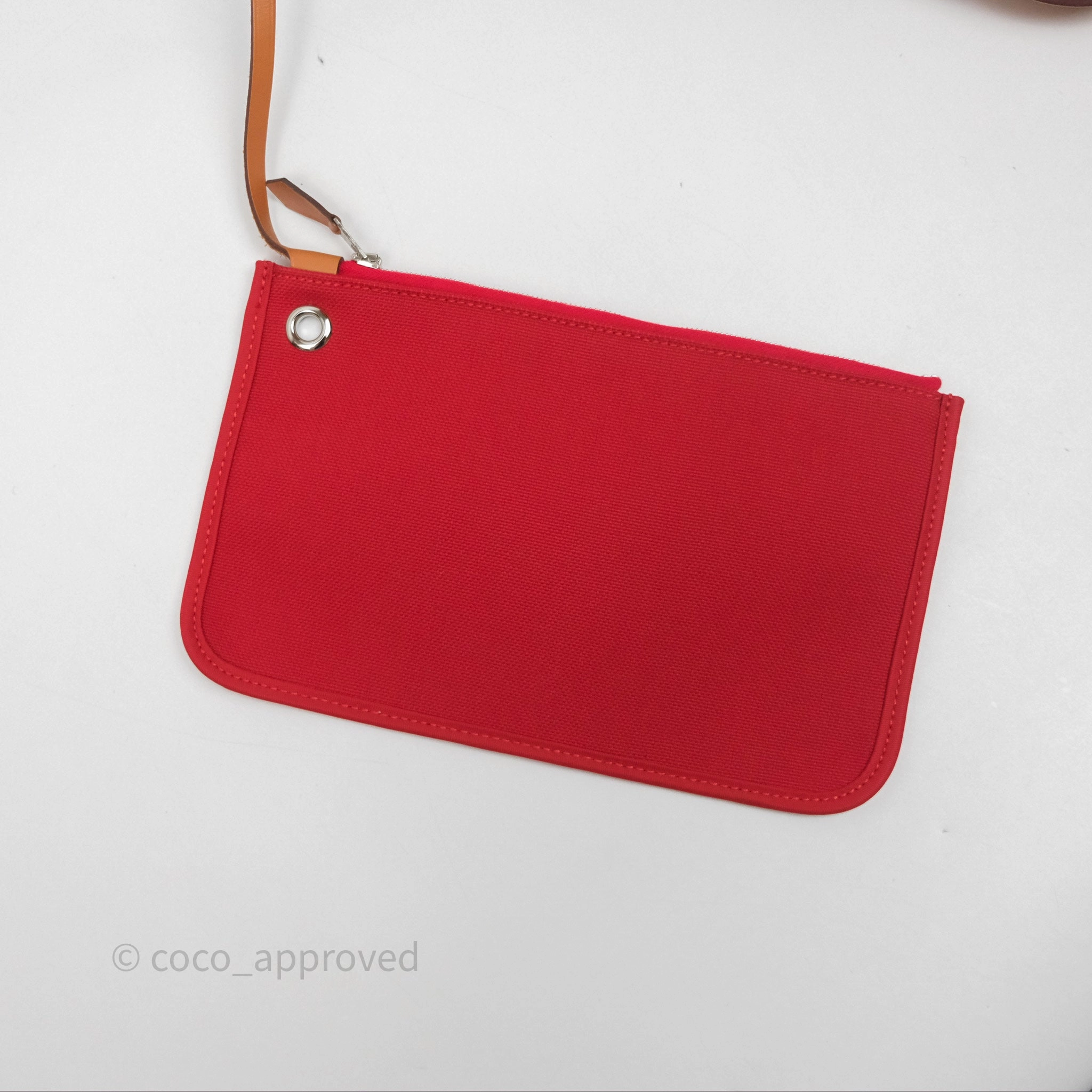 Herms Herbag Zip 31 Red/Natural Canvas Palladium Hardware