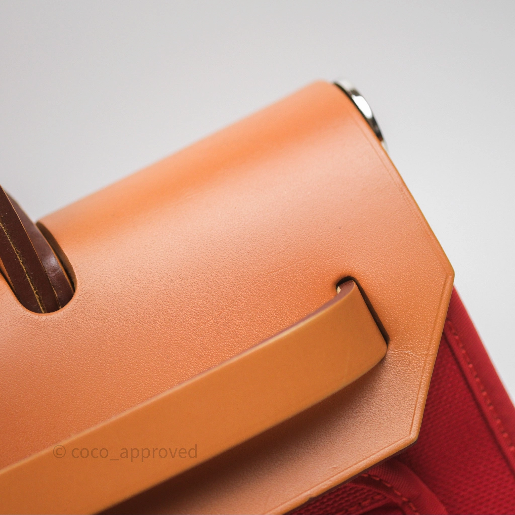 Herms Herbag Zip 31 Red/Natural Canvas Palladium Hardware