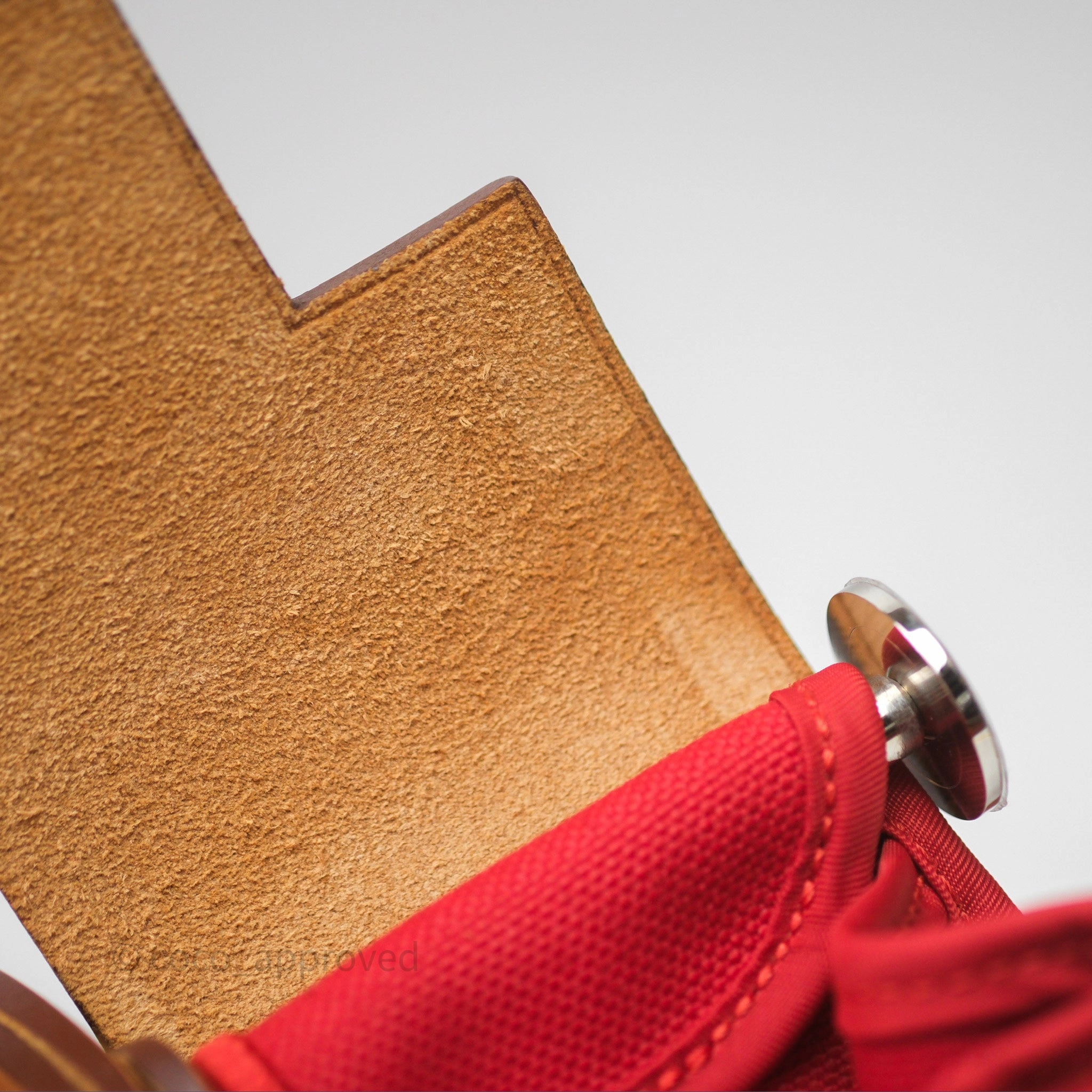 Herms Herbag Zip 31 Red/Natural Canvas Palladium Hardware