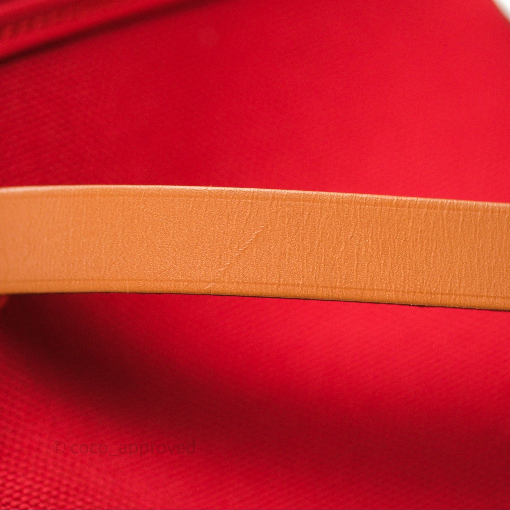 Herms Herbag Zip 31 Red/Natural Canvas Palladium Hardware