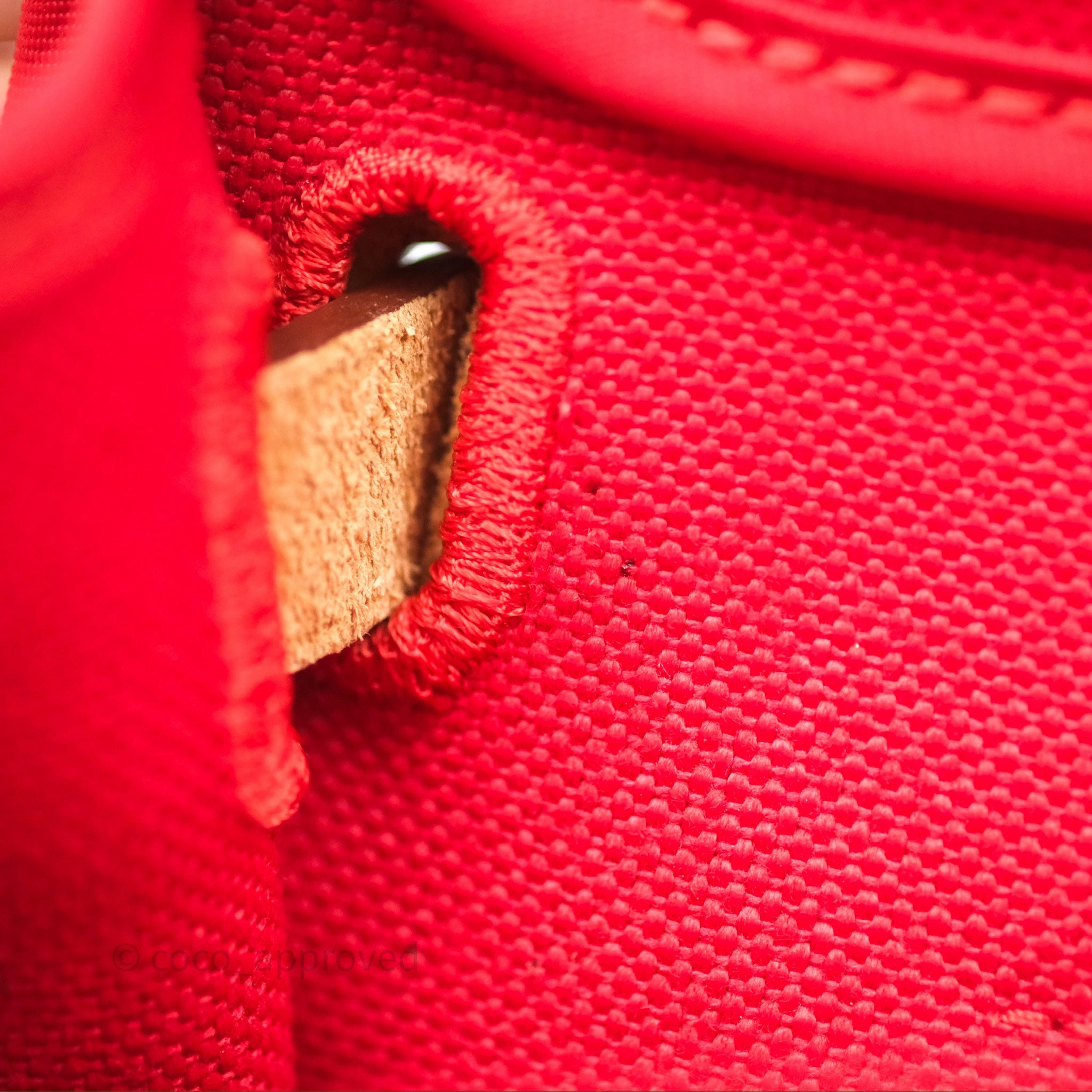 Herms Herbag Zip 31 Red/Natural Canvas Palladium Hardware