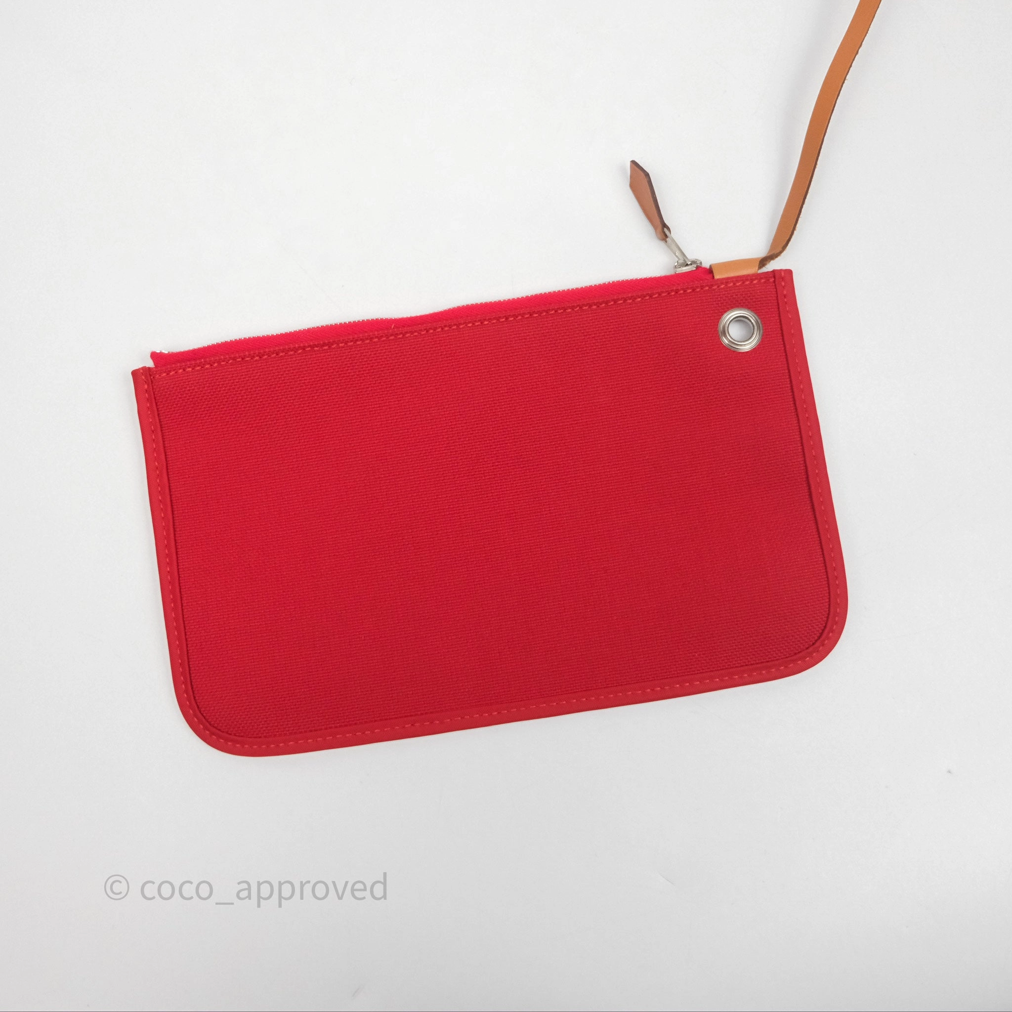 Herms Herbag Zip 31 Red/Natural Canvas Palladium Hardware