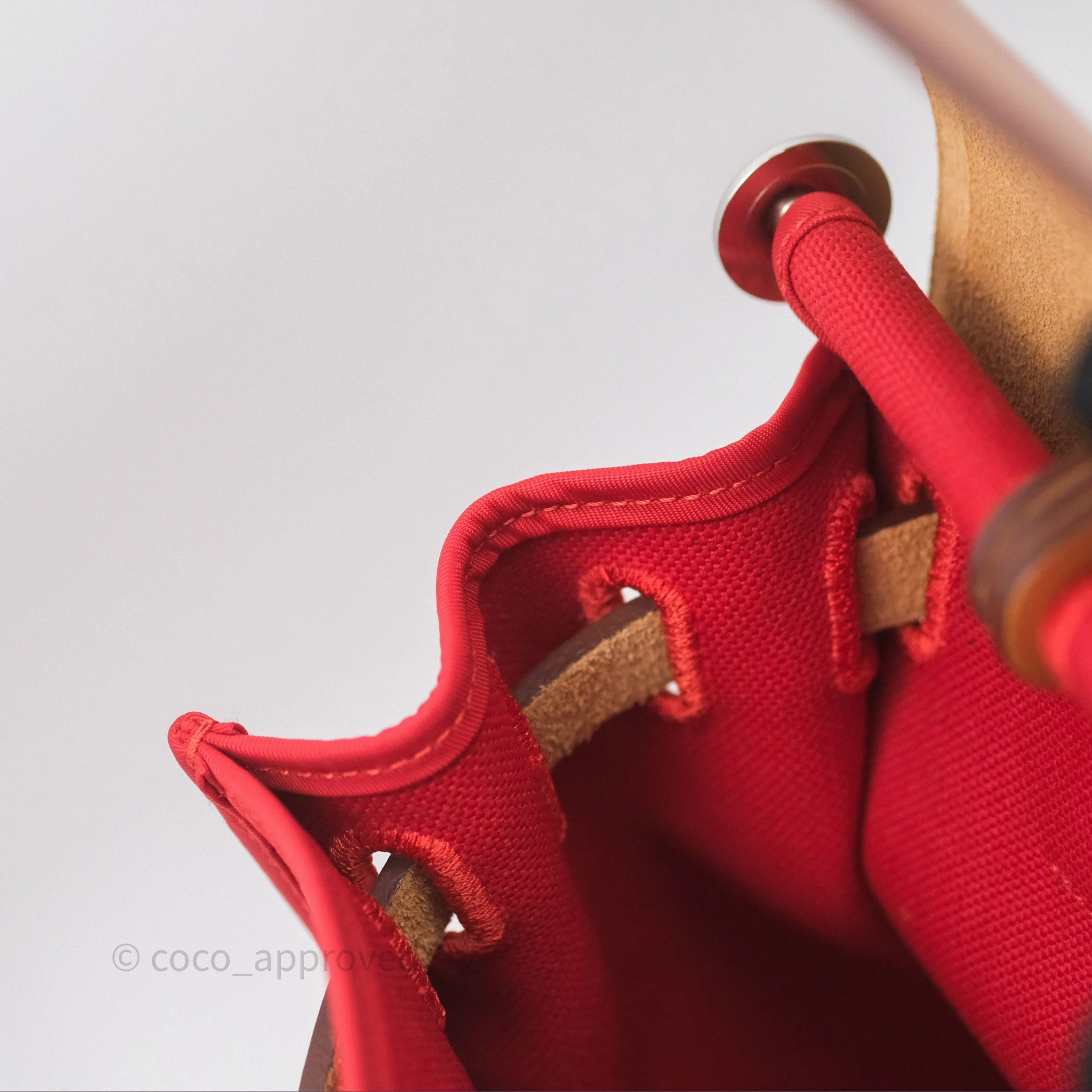 Herms Herbag Zip 31 Red/Natural Canvas Palladium Hardware