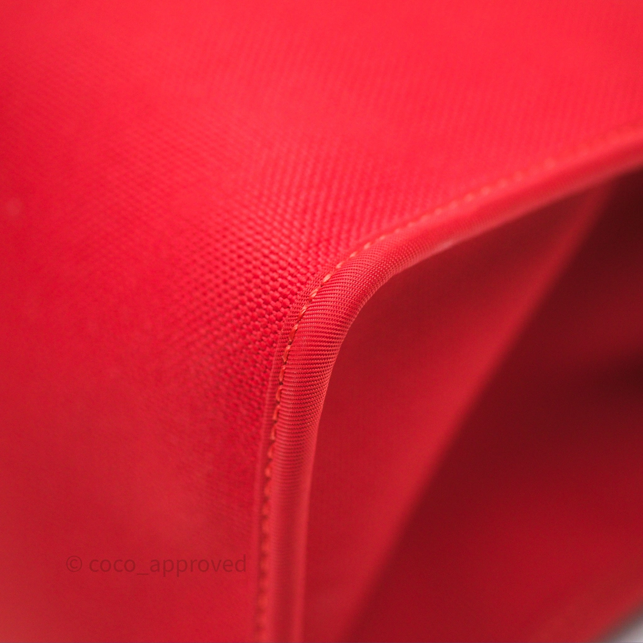 Herms Herbag Zip 31 Red/Natural Canvas Palladium Hardware