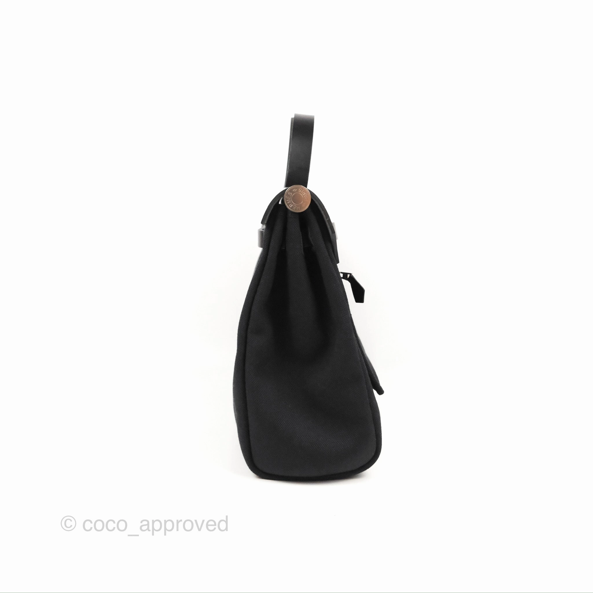 Herms Herbag Zip 31 Retourne Black Canvas Palladium Hardware