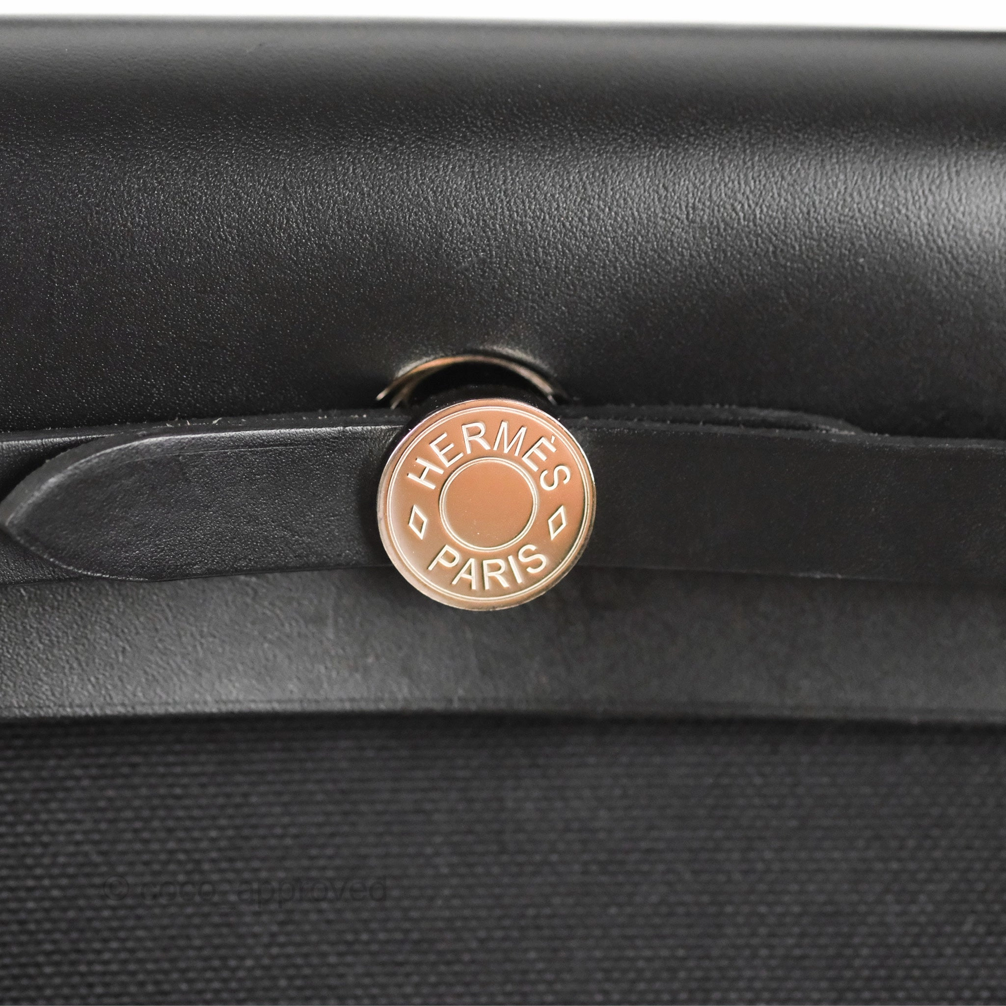 Herms Herbag Zip 31 Retourne Black Canvas Palladium Hardware