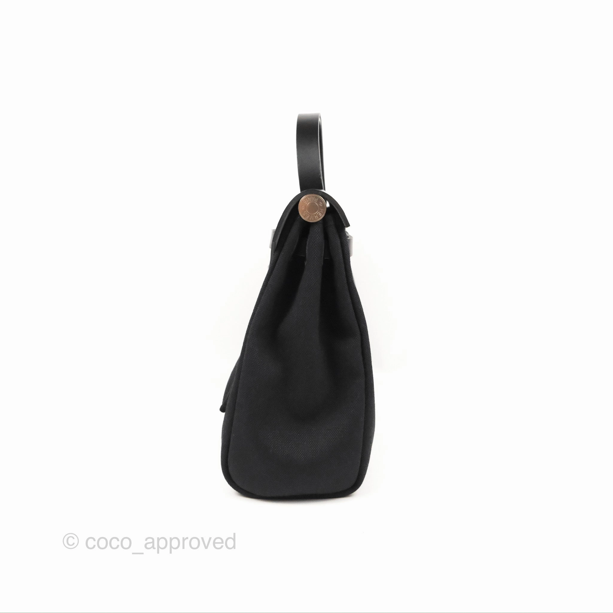 Herms Herbag Zip 31 Retourne Black Canvas Palladium Hardware