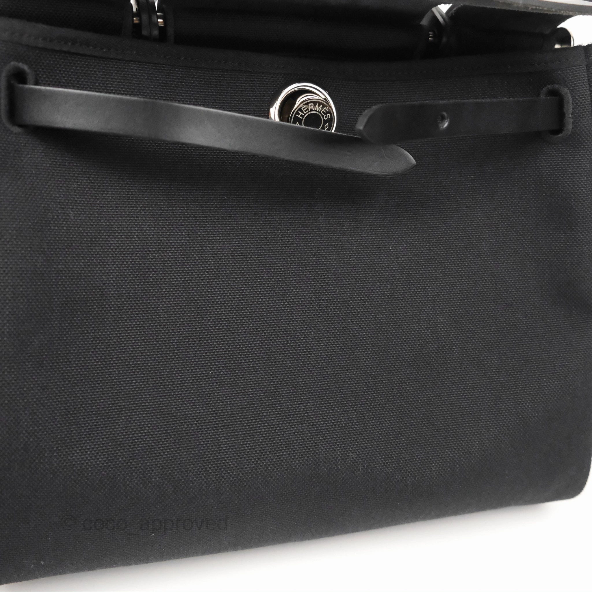 Herms Herbag Zip 31 Retourne Black Canvas Palladium Hardware
