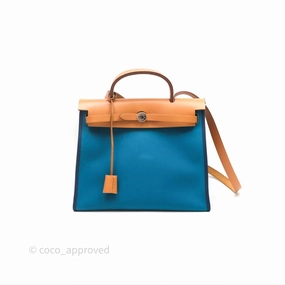 Herms Herbag Zip 31 Vache Hunter Bleu Izmir 7W/ Bleu de Malte 7L Palladium Hardware