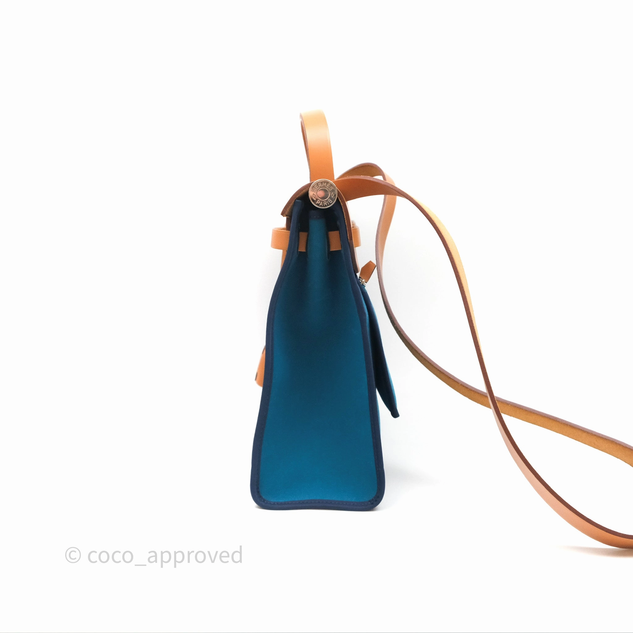Herms Herbag Zip 31 Vache Hunter Bleu Izmir 7W/ Bleu de Malte 7L Palladium Hardware