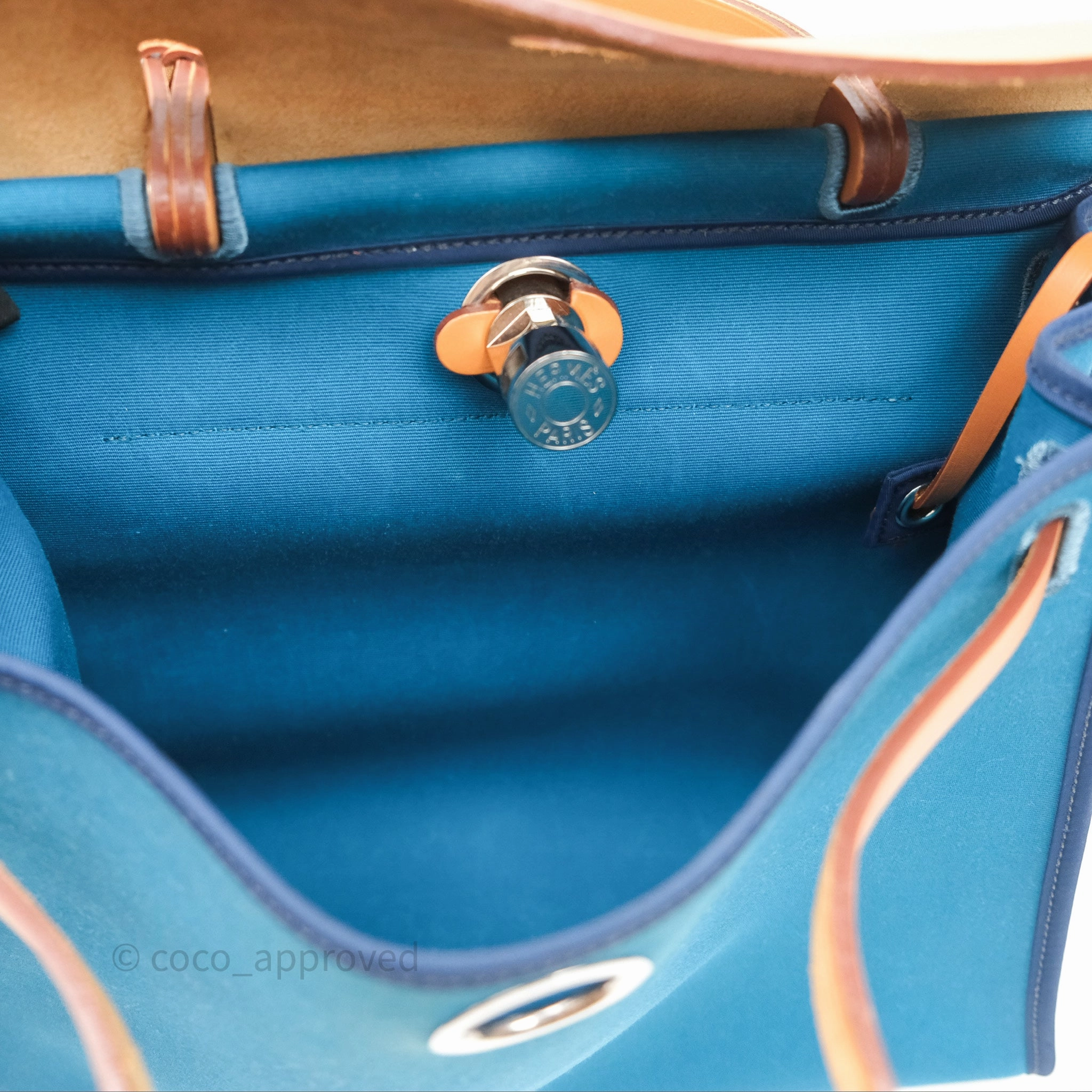 Herms Herbag Zip 31 Vache Hunter Bleu Izmir 7W/ Bleu de Malte 7L Palladium Hardware
