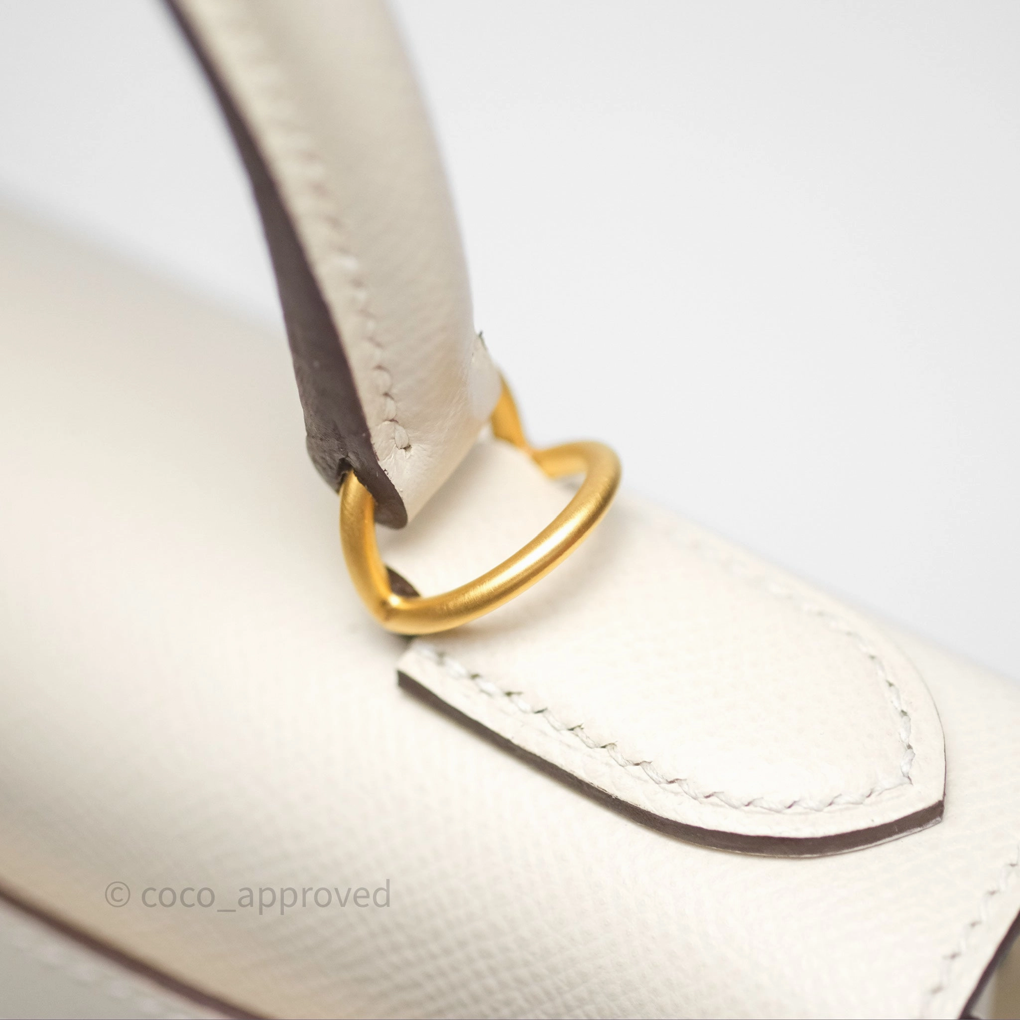 Herms HSS Sellier Kelly 28 Craie 10 / Amber 9D Epsom Brushed Gold Hardware