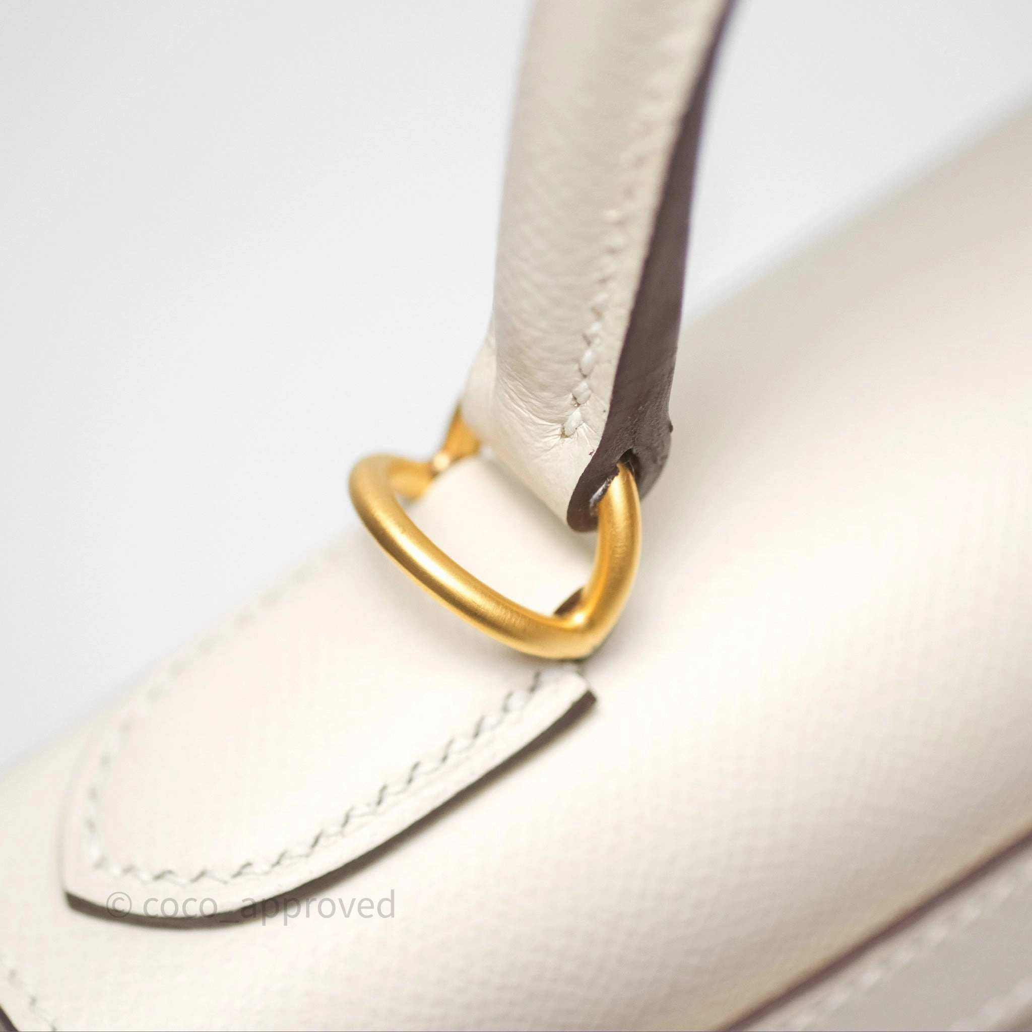 Herms HSS Sellier Kelly 28 Craie 10 / Amber 9D Epsom Brushed Gold Hardware