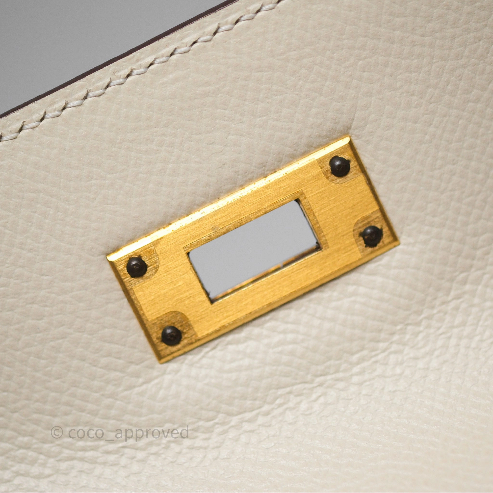 Herms HSS Sellier Kelly 28 Craie 10 / Amber 9D Epsom Brushed Gold Hardware
