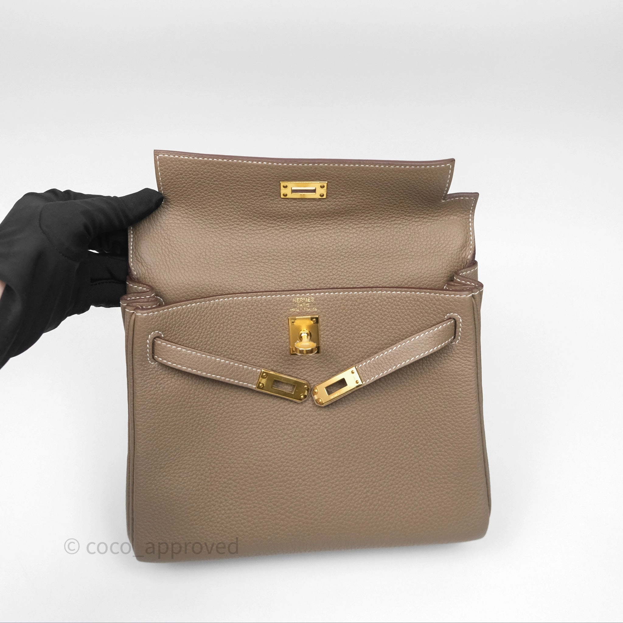 Herms Kelly 25 Etoupe 18 Retourne Togo Gold Hardware