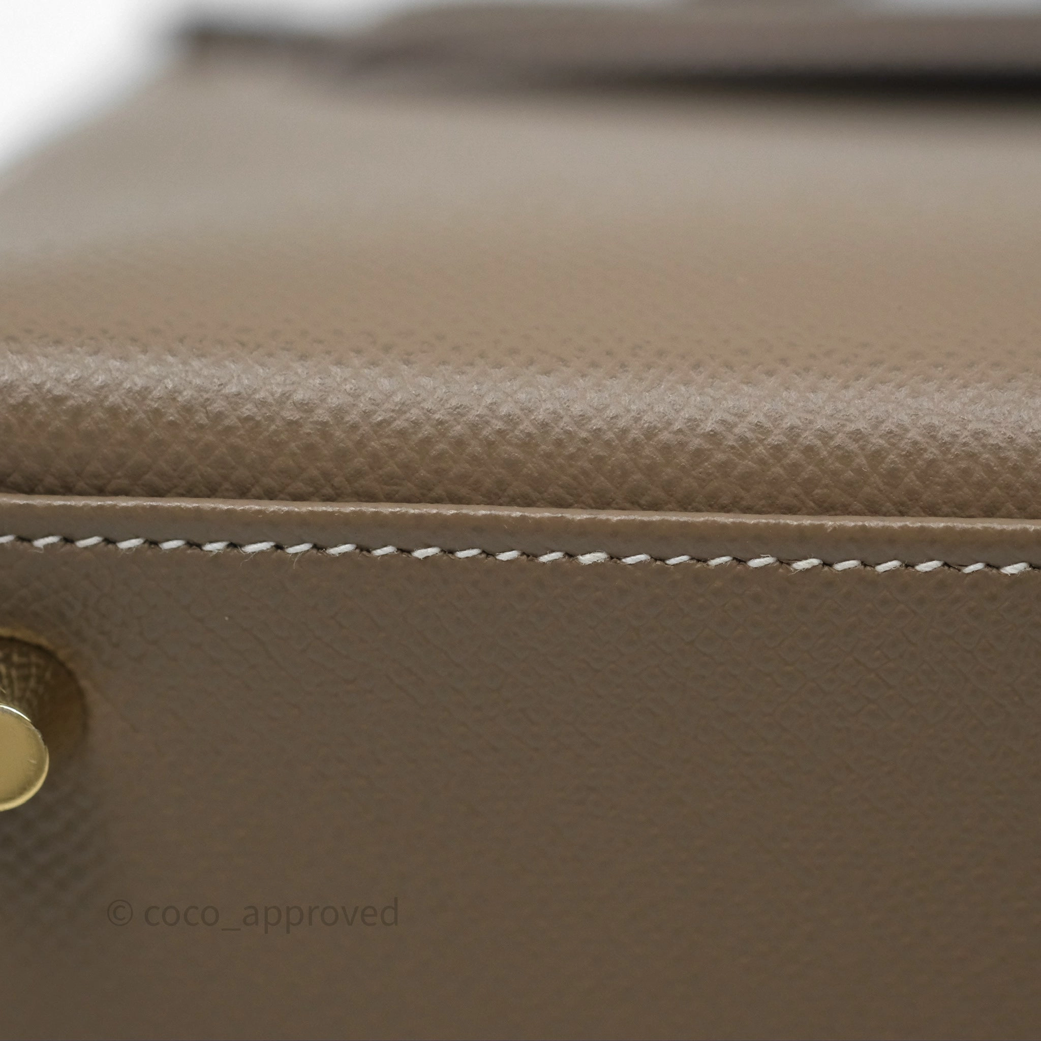 Herms Kelly 25 Sellier Etoupe Epsom Gold Hardware