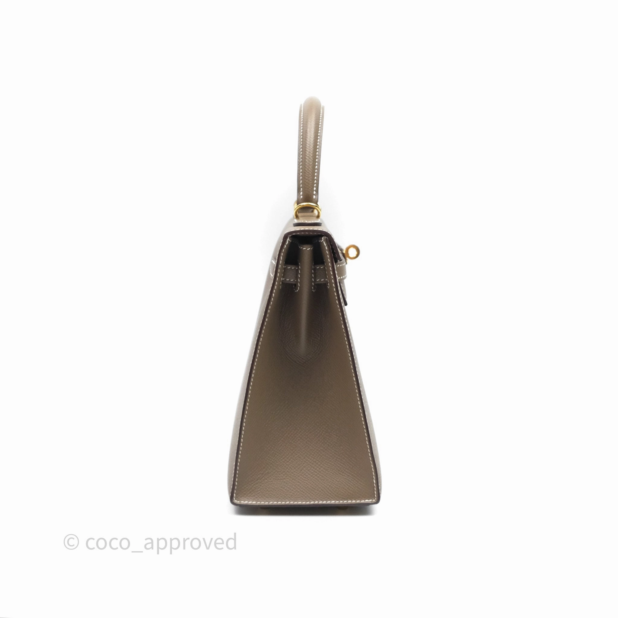 Herms Kelly 25 Sellier Etoupe Epsom Gold Hardware
