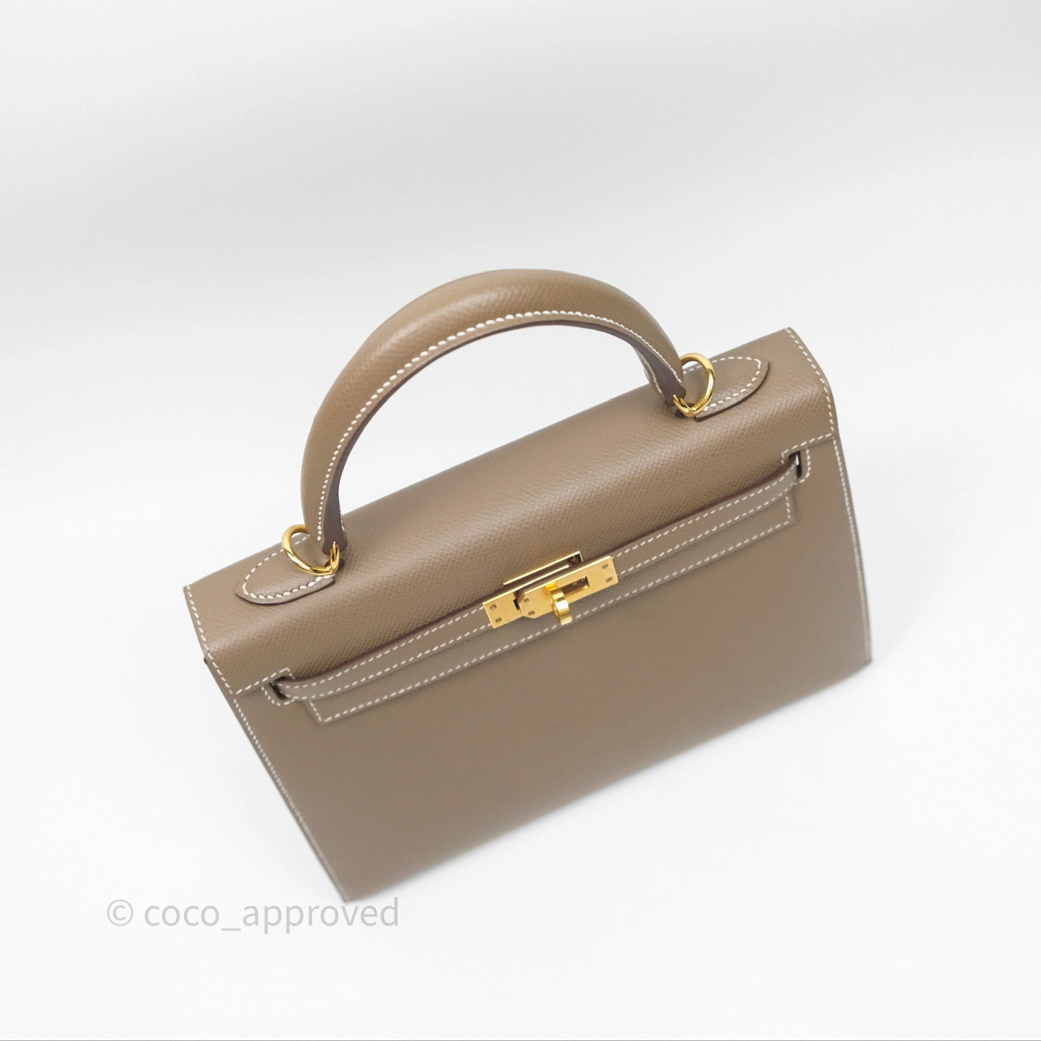 Herms Kelly 25 Sellier Etoupe Epsom Gold Hardware