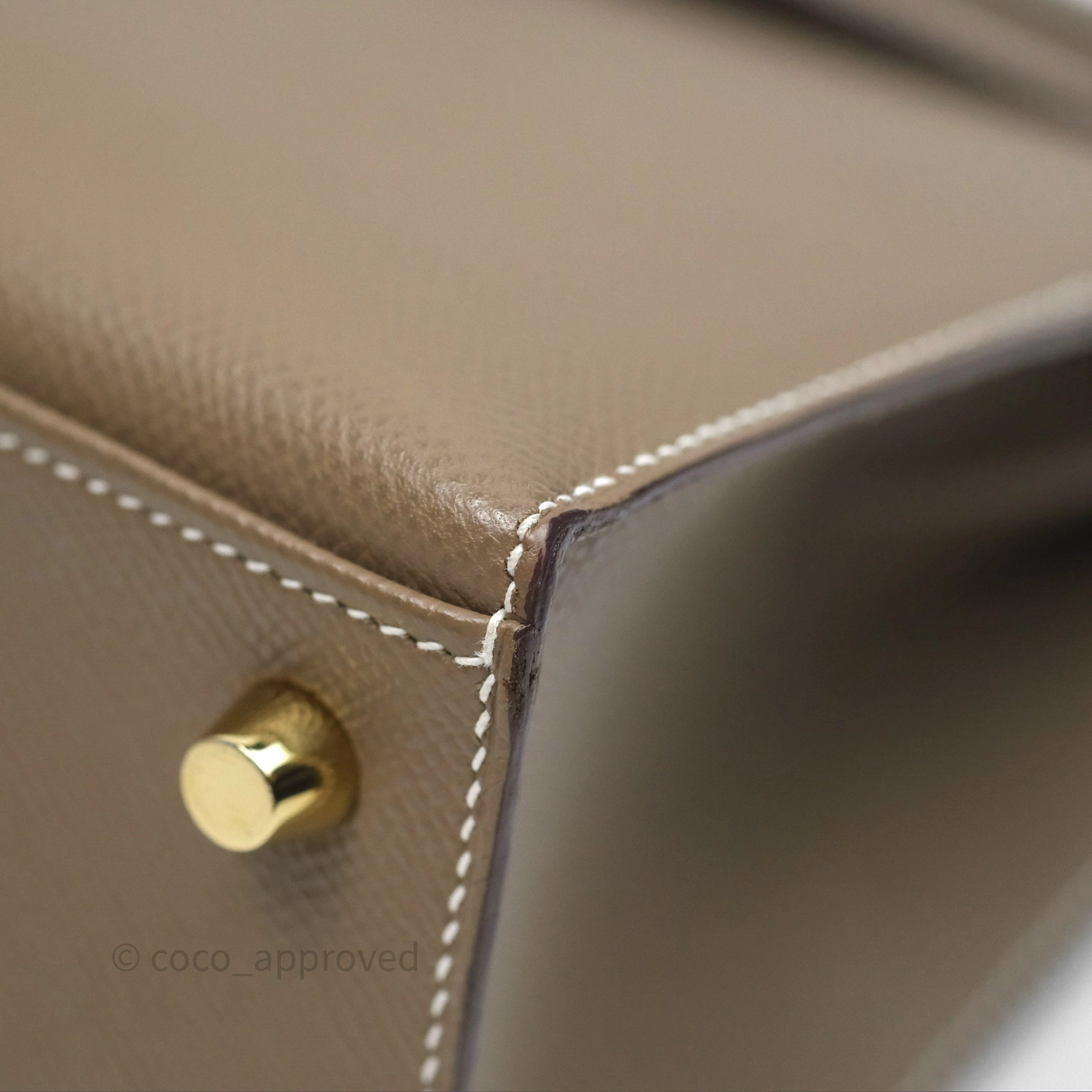 Herms Kelly 25 Sellier Etoupe Epsom Gold Hardware