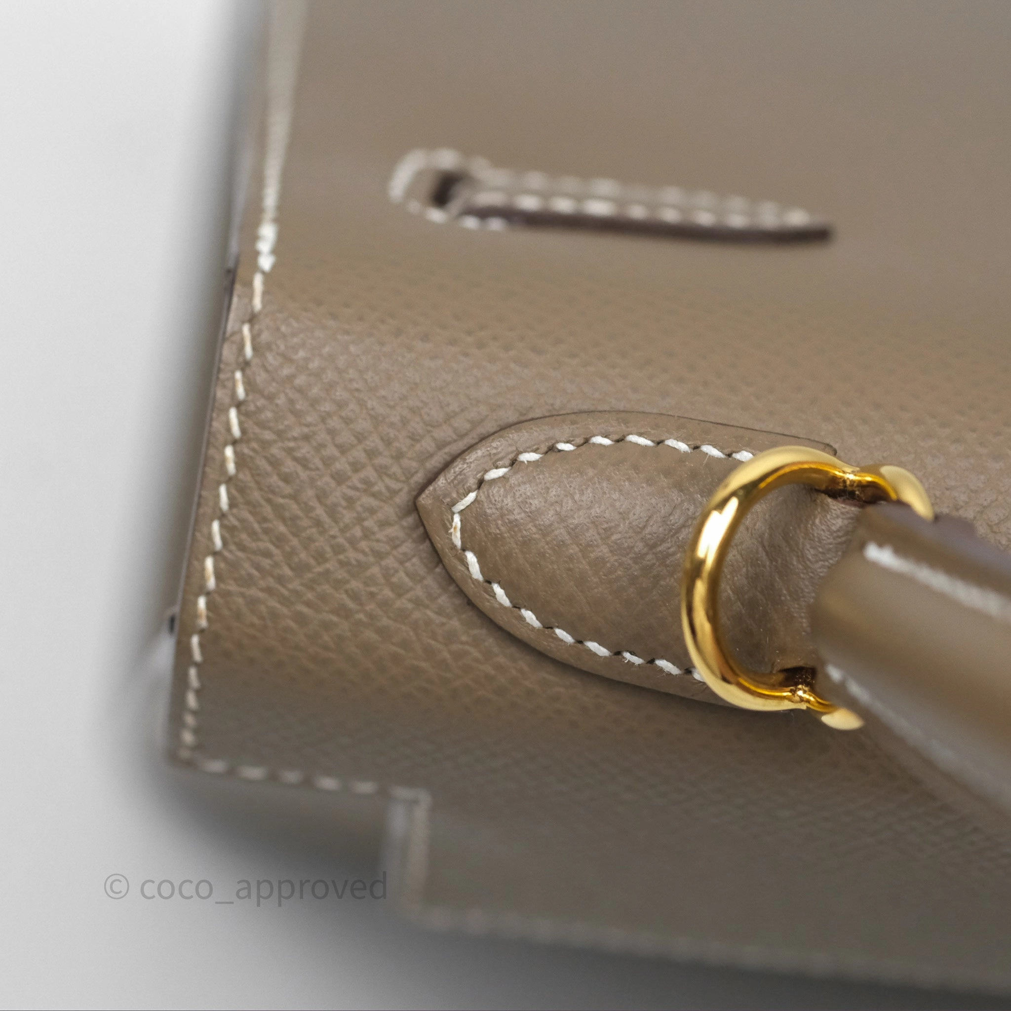 Herms Kelly 25 Sellier Etoupe Epsom Gold Hardware