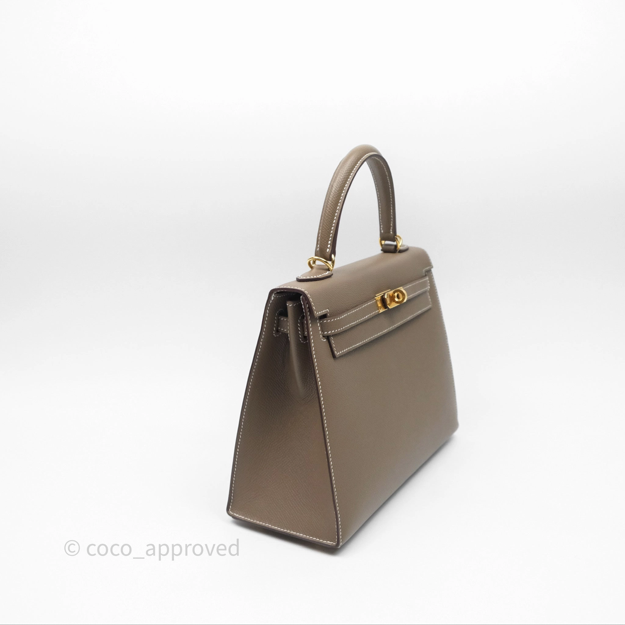 Herms Kelly 25 Sellier Etoupe Epsom Gold Hardware