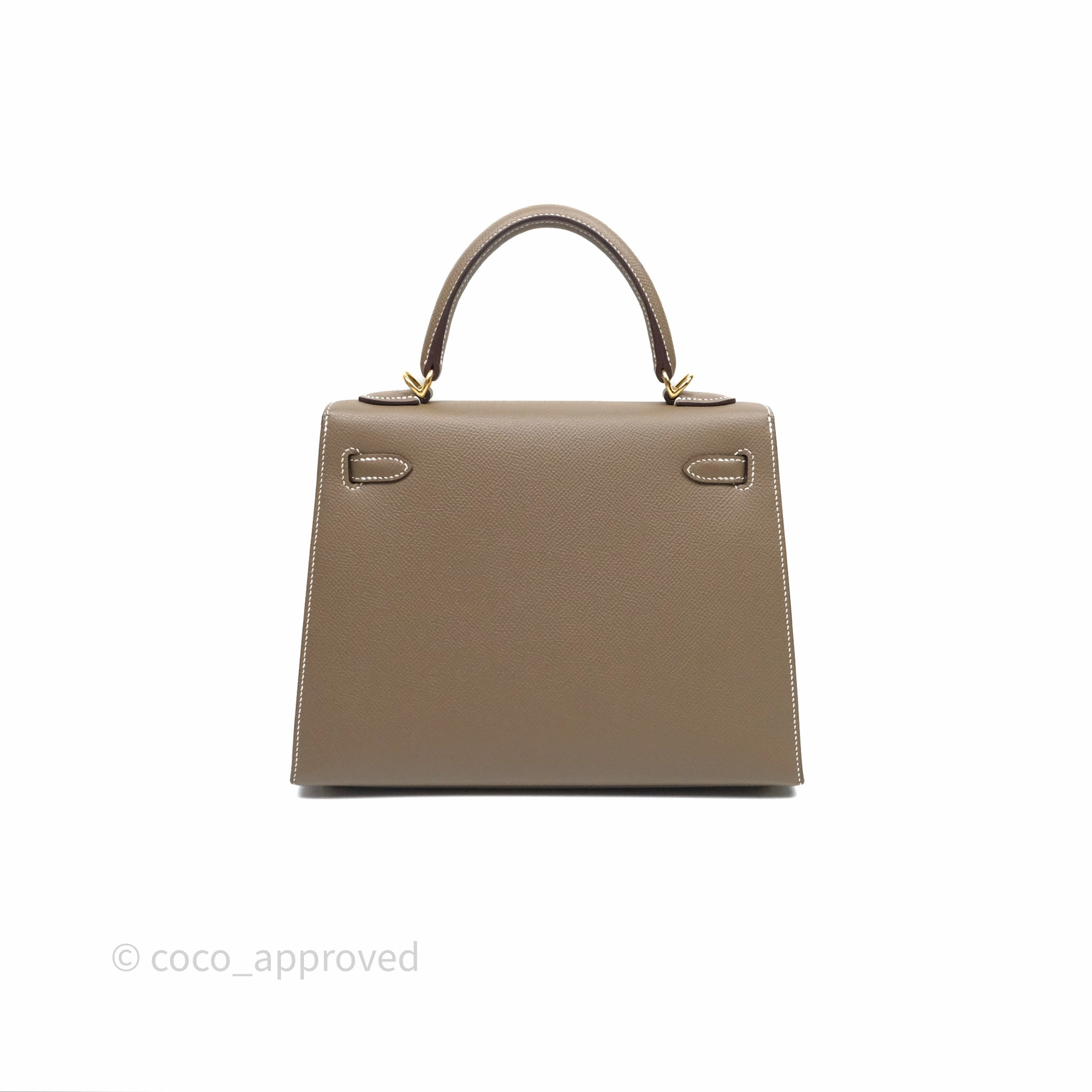 Herms Kelly 25 Sellier Etoupe Epsom Gold Hardware