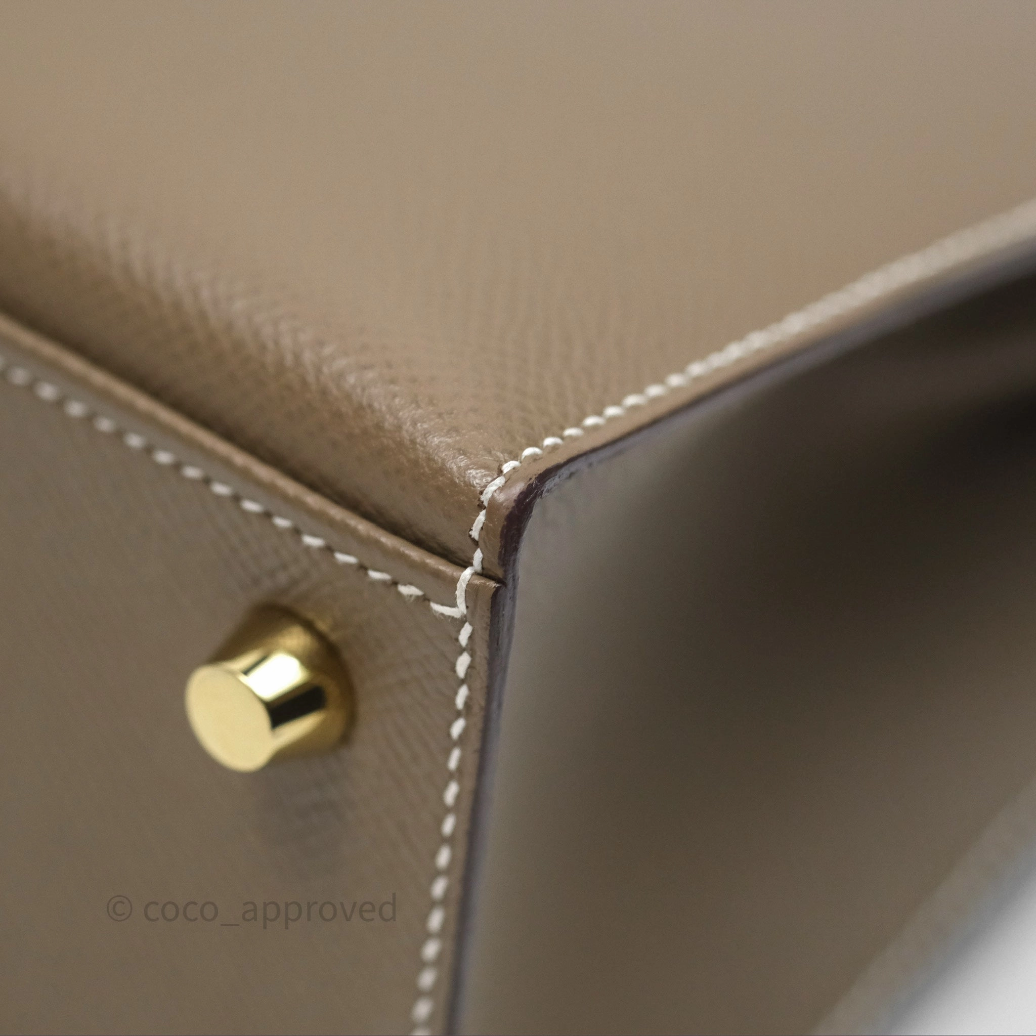Herms Kelly 25 Sellier Etoupe Epsom Gold Hardware