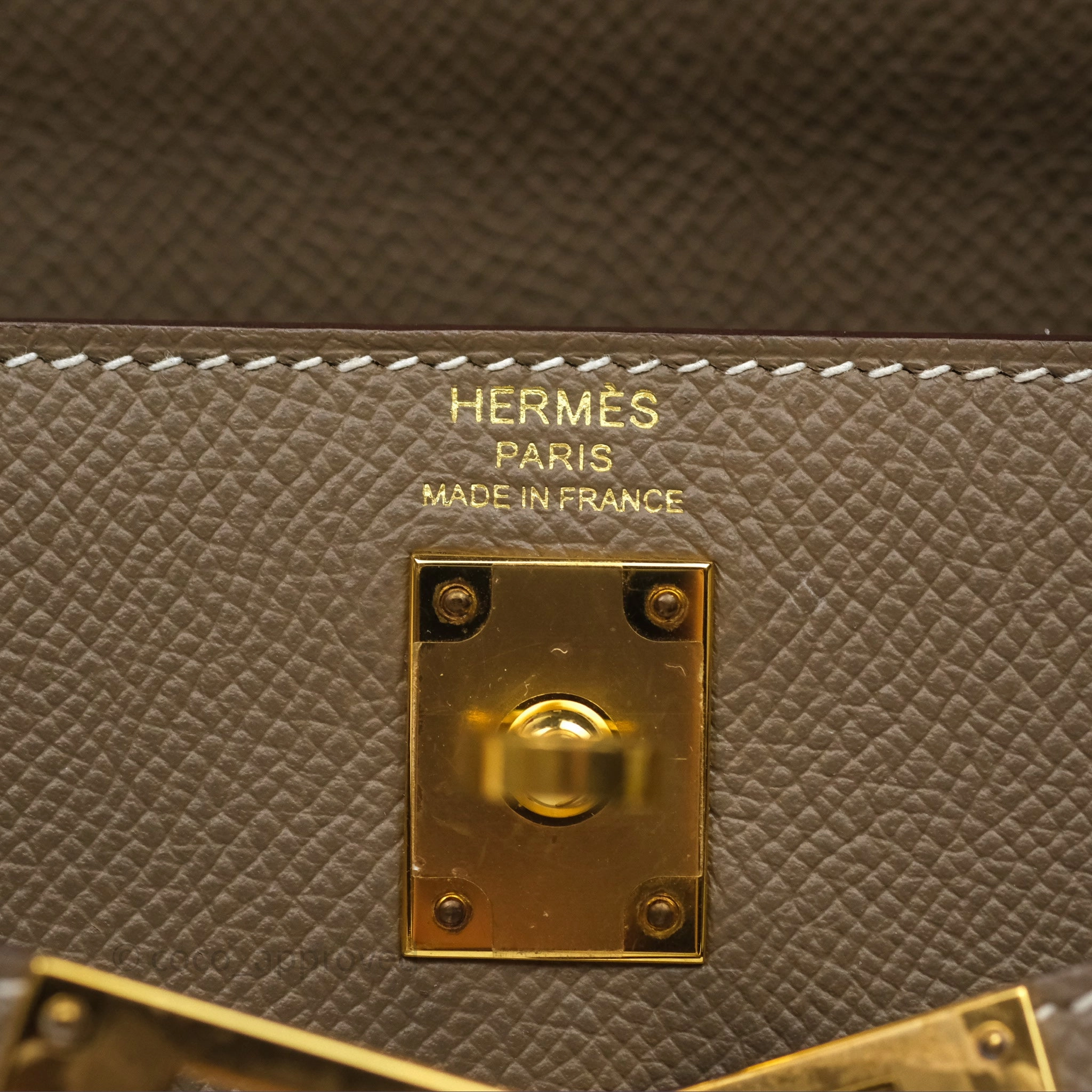 Herms Kelly 25 Sellier Etoupe Epsom Gold Hardware