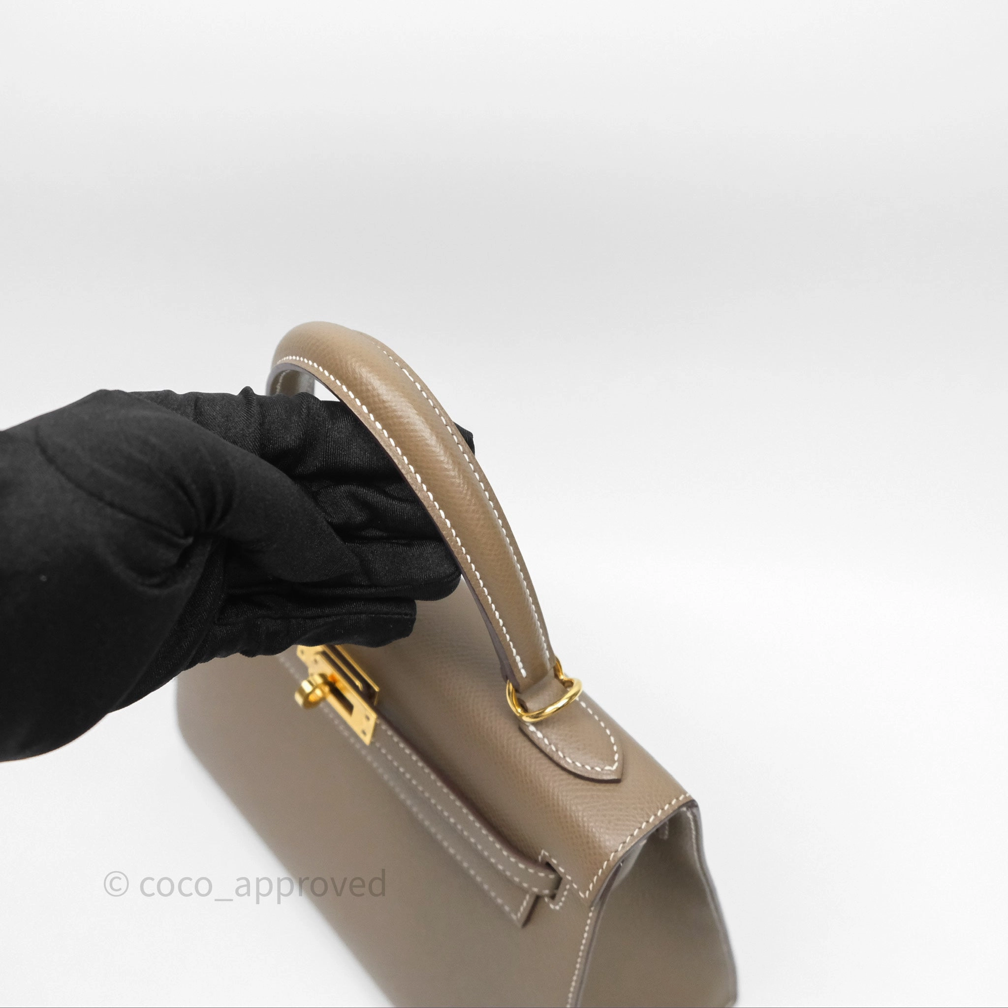 Herms Kelly 25 Sellier Etoupe Epsom Gold Hardware