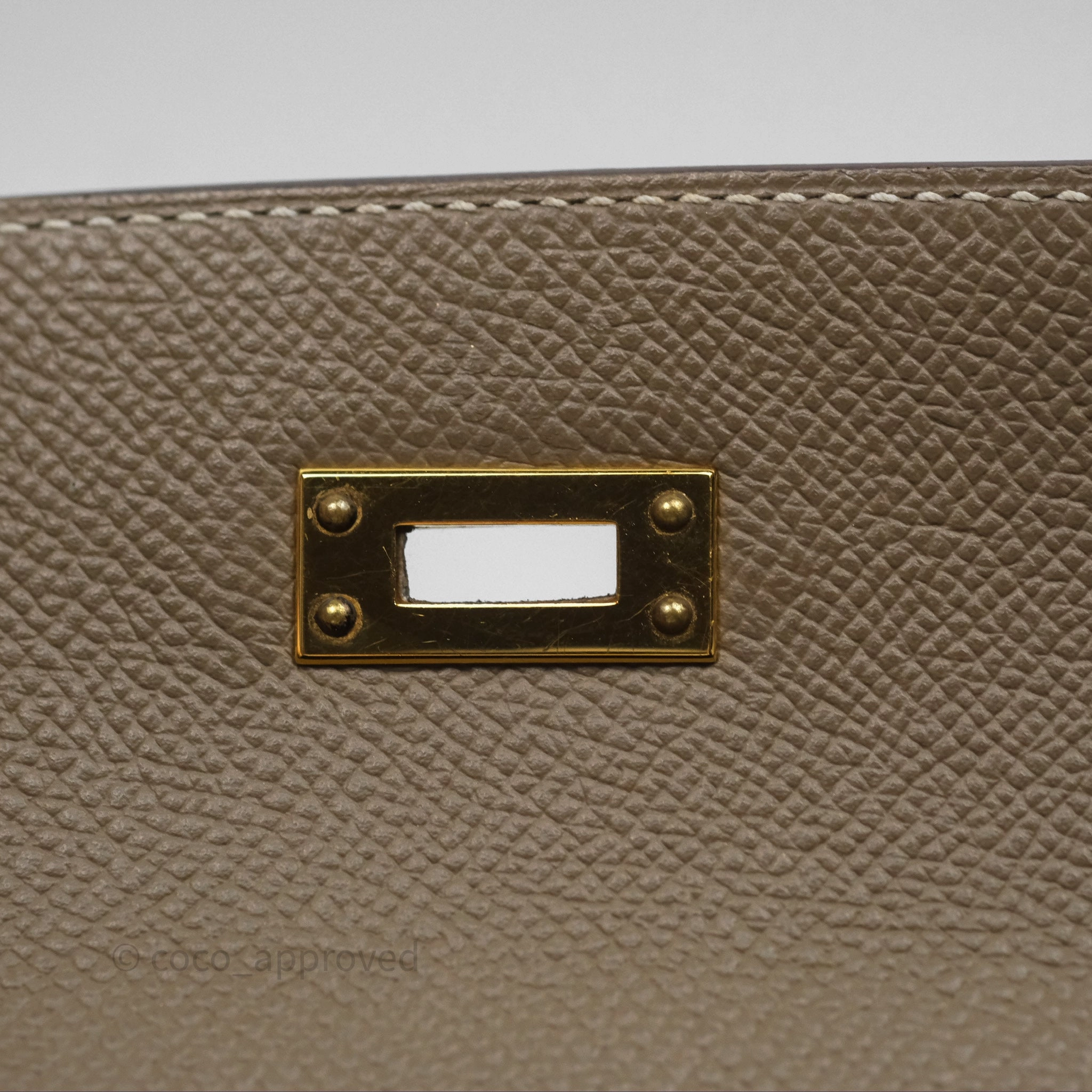 Herms Kelly 25 Sellier Etoupe Epsom Gold Hardware