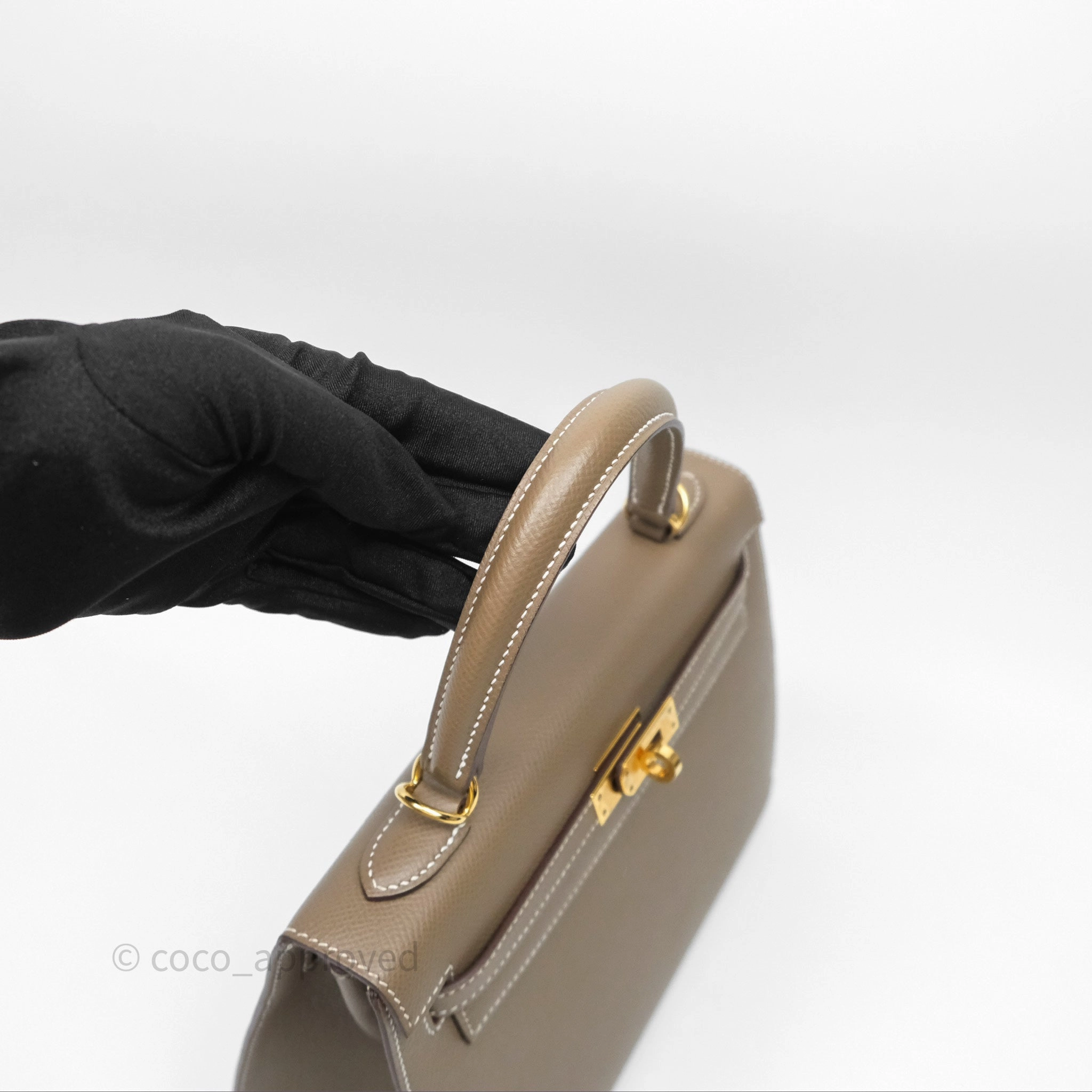Herms Kelly 25 Sellier Etoupe Epsom Gold Hardware