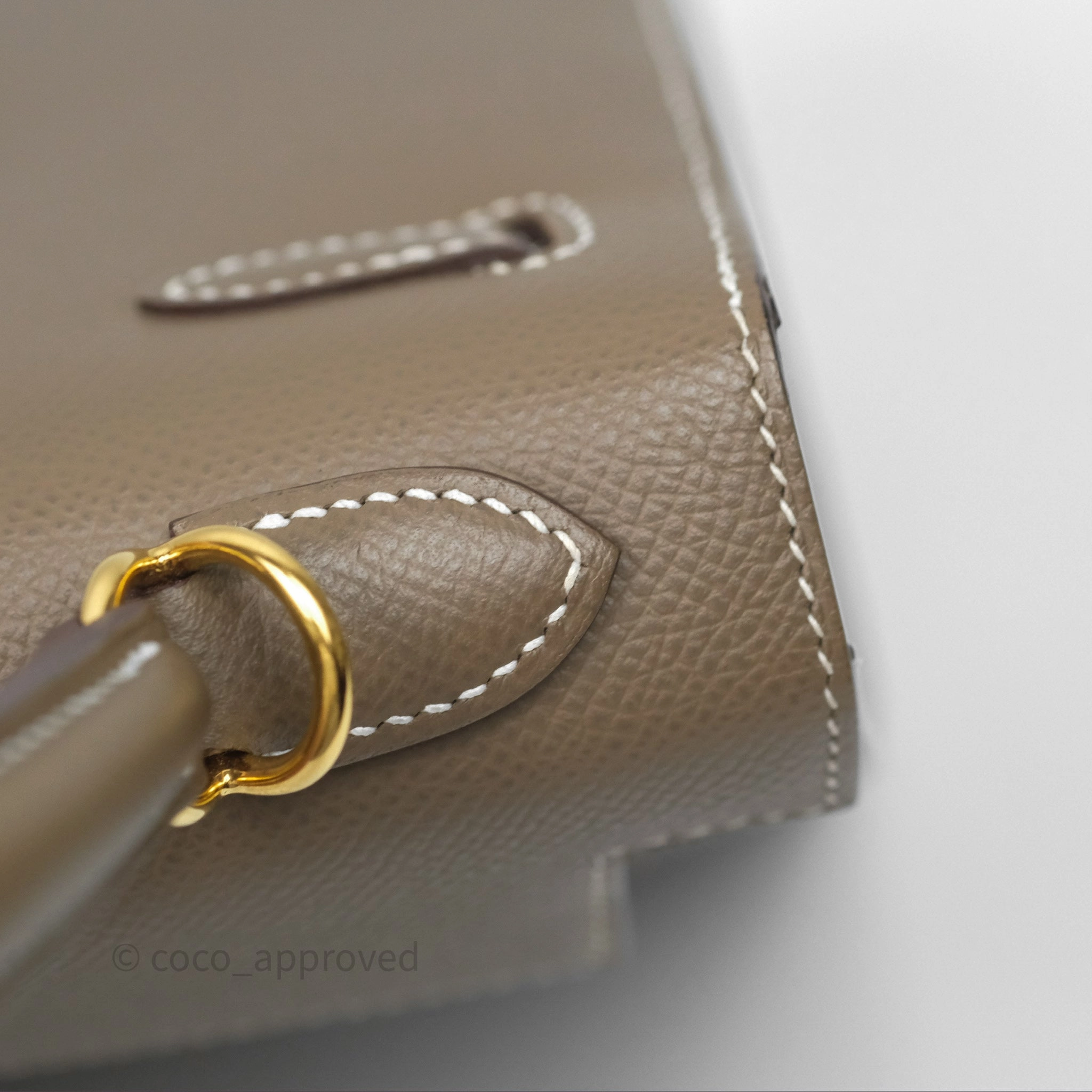 Herms Kelly 25 Sellier Etoupe Epsom Gold Hardware