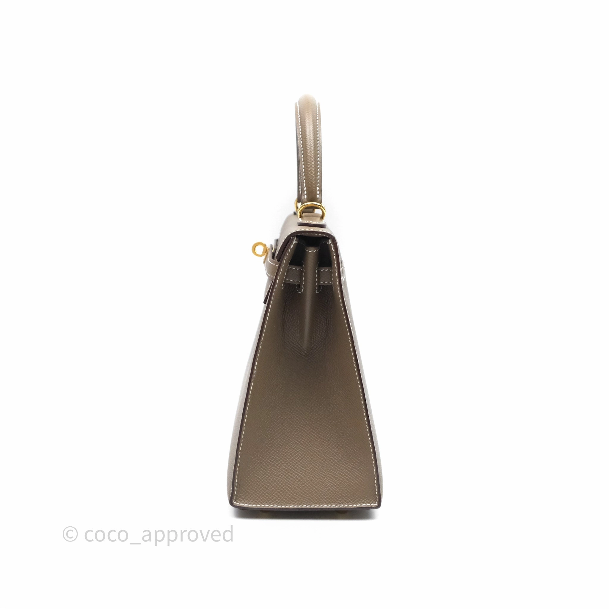 Herms Kelly 25 Sellier Etoupe Epsom Gold Hardware